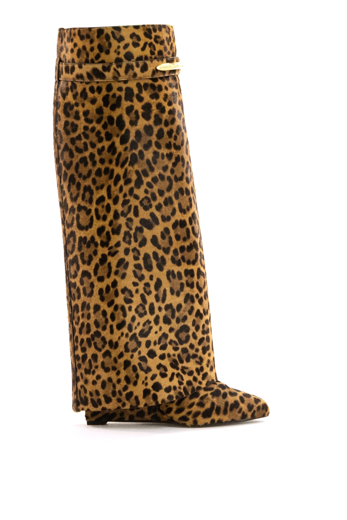 GIVENCHY Stivali Shark Pinch in cavallino stampa leopardo, Nero/beige