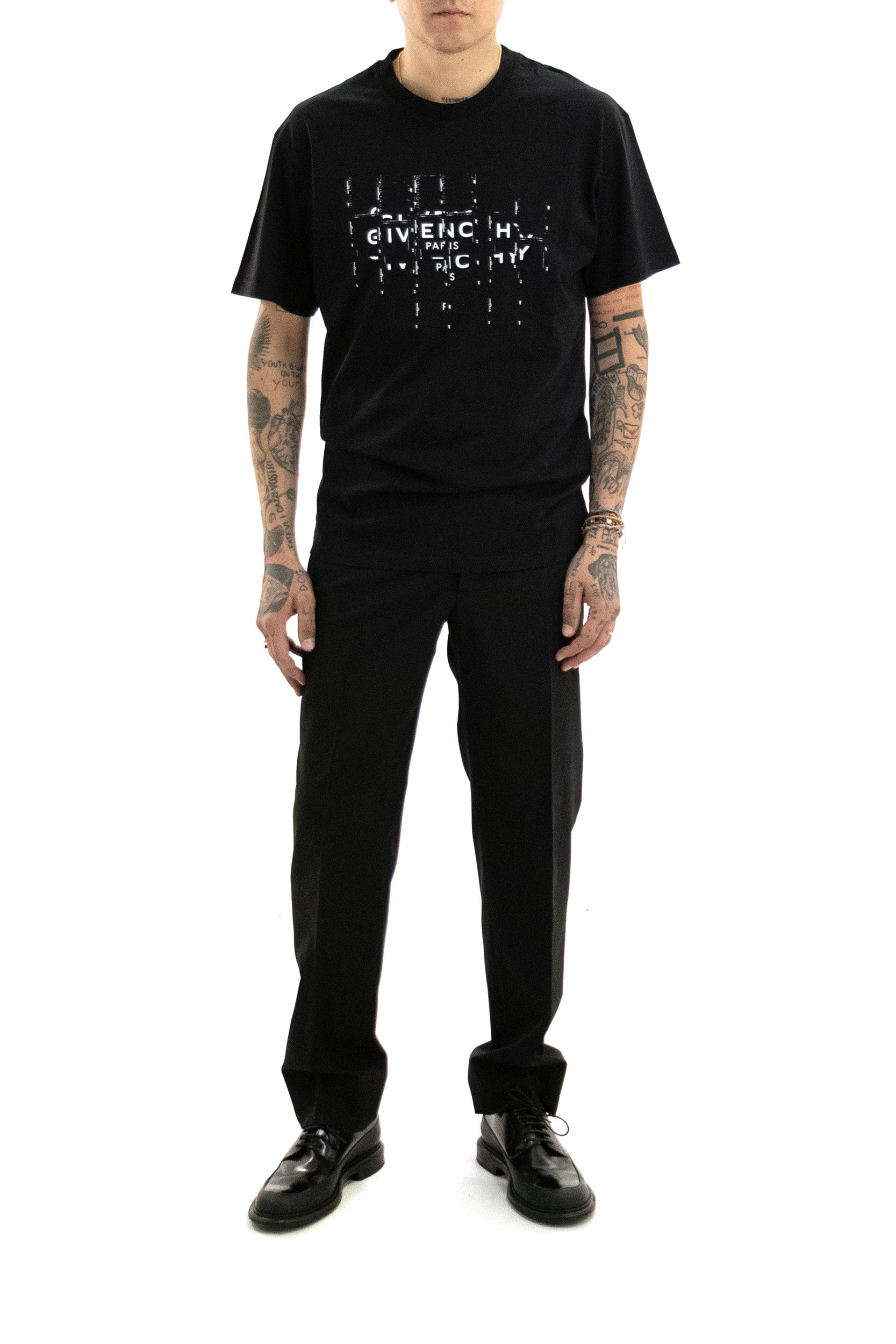 T-shirt Photographic Negative in cotone di colore nero<BR/> BM71NK3YU9 001 GIVENCHY 