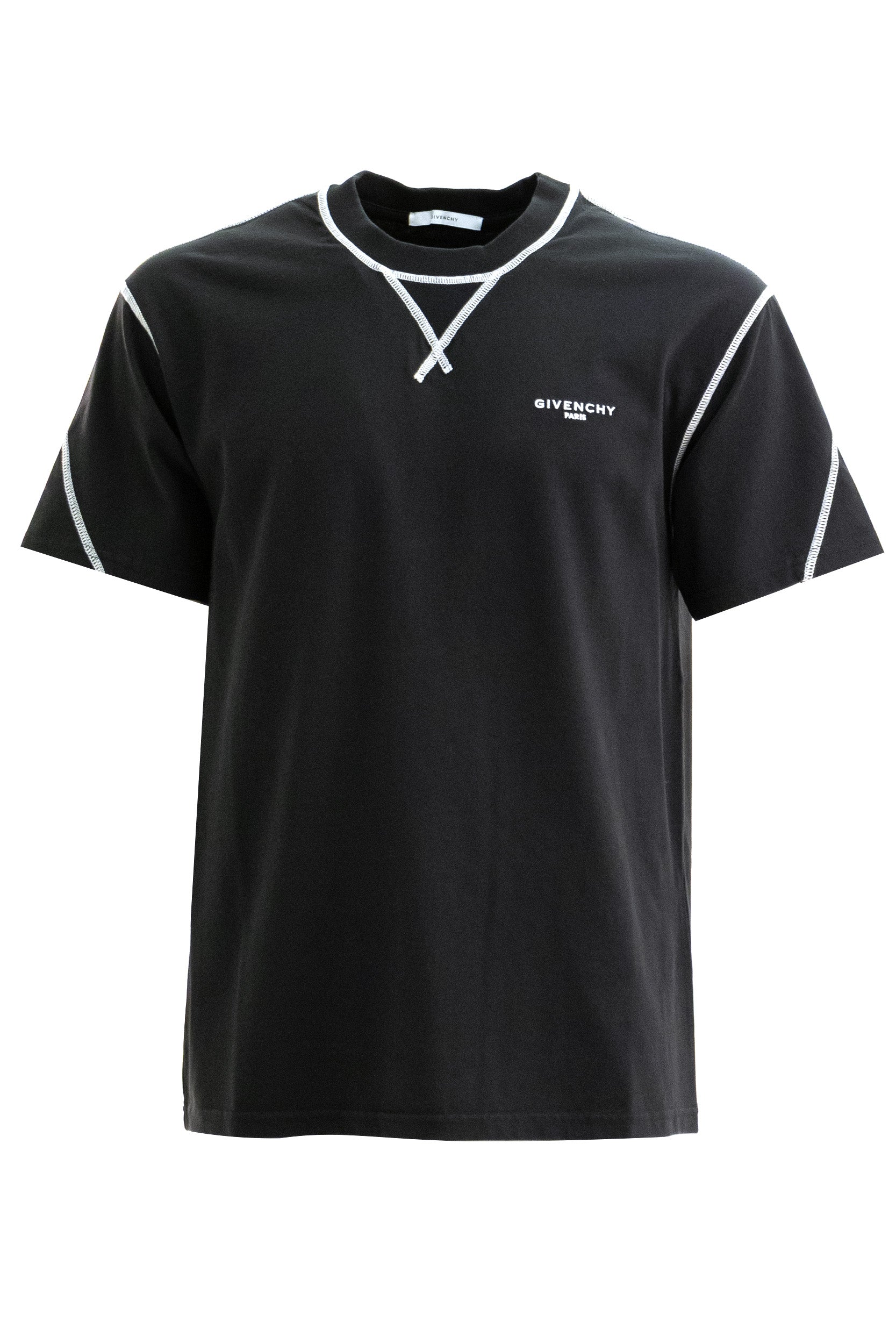 T-shirt Couture Seam in cotone di colore nero<BR/> BM71P53YR8 001 GIVENCHY 