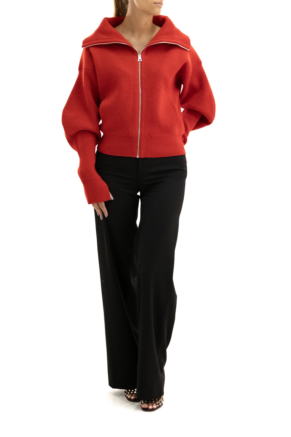 GIVENCHY Cardigan in lana e cashmere di colore rosso, vista 2