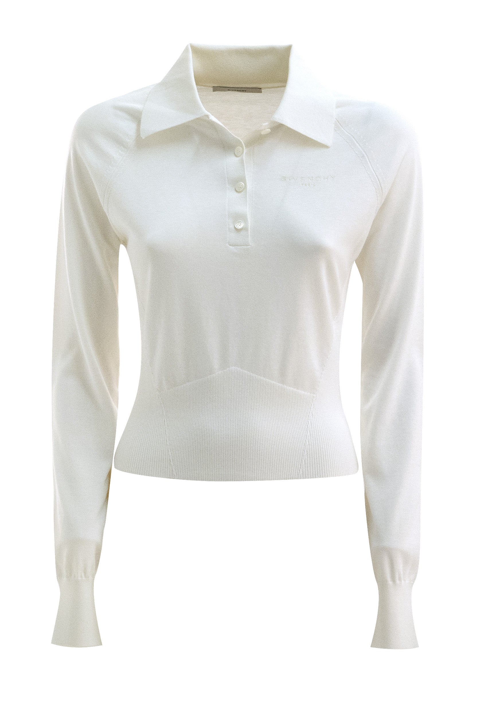 Polo in cotone e seta di colore bianco<BR/><BR/> BWL00C4ZUU 105 GIVENCHY 