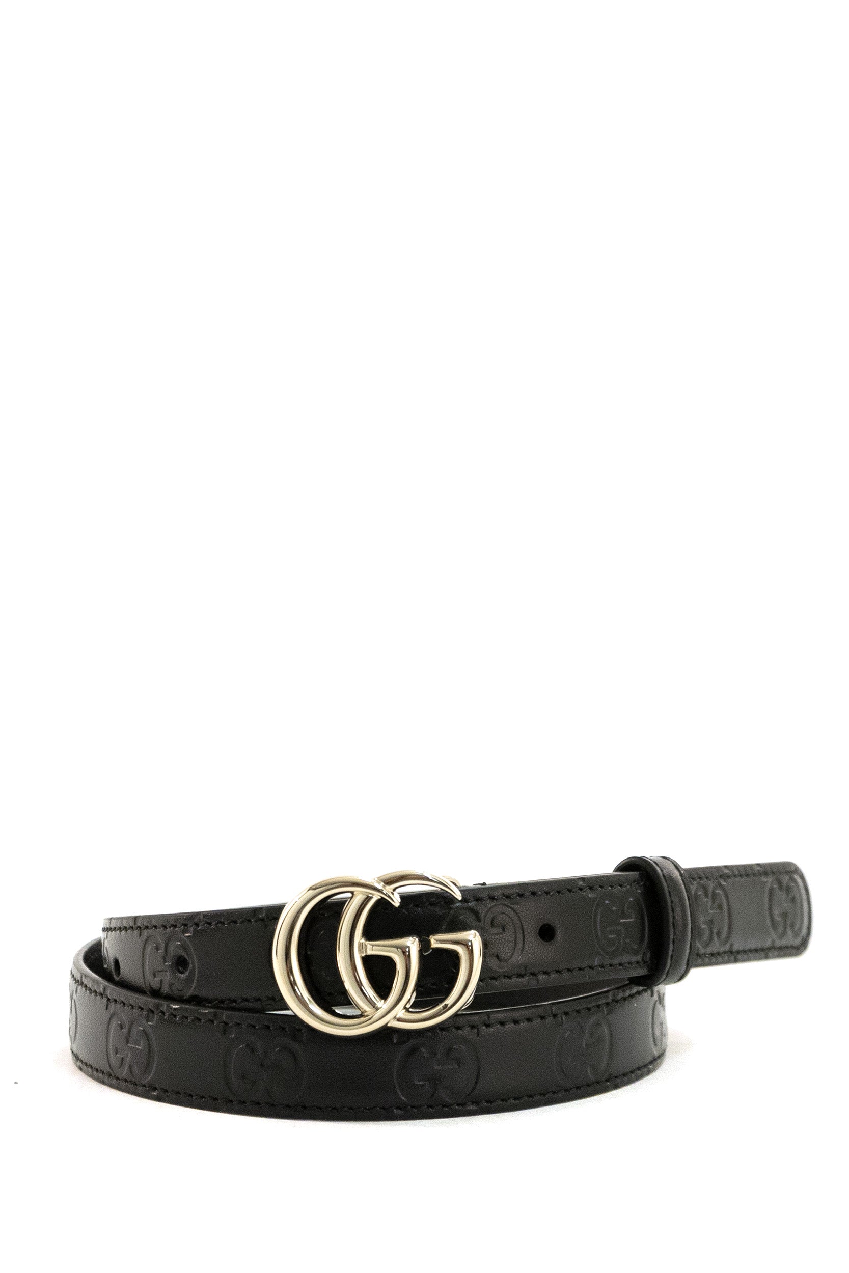 Cintura GG Marmont in pelle GG di colore nero<BR/> 409417 AAD5L 1000 GUCCI 