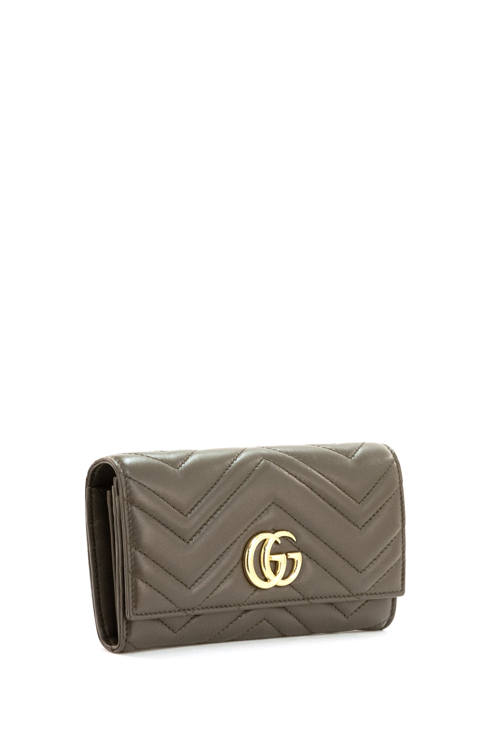Portafoglio GG Marmont in pelle matelassé di colore tortora scuro<BR/> 443436 AAGUV 2818 GUCCI 