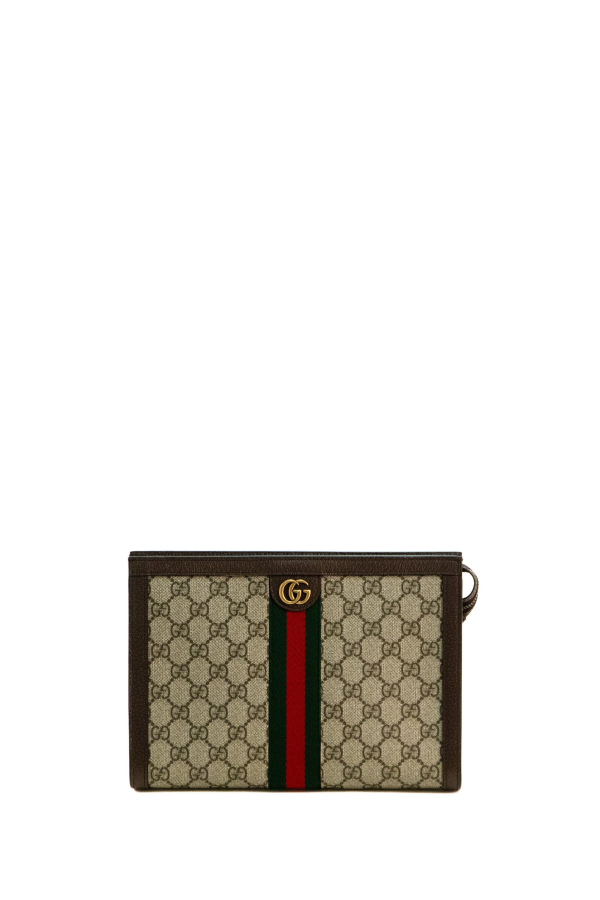 GUCCI Pouch in tessuto GG Supreme color beige ed ebano, Marrone