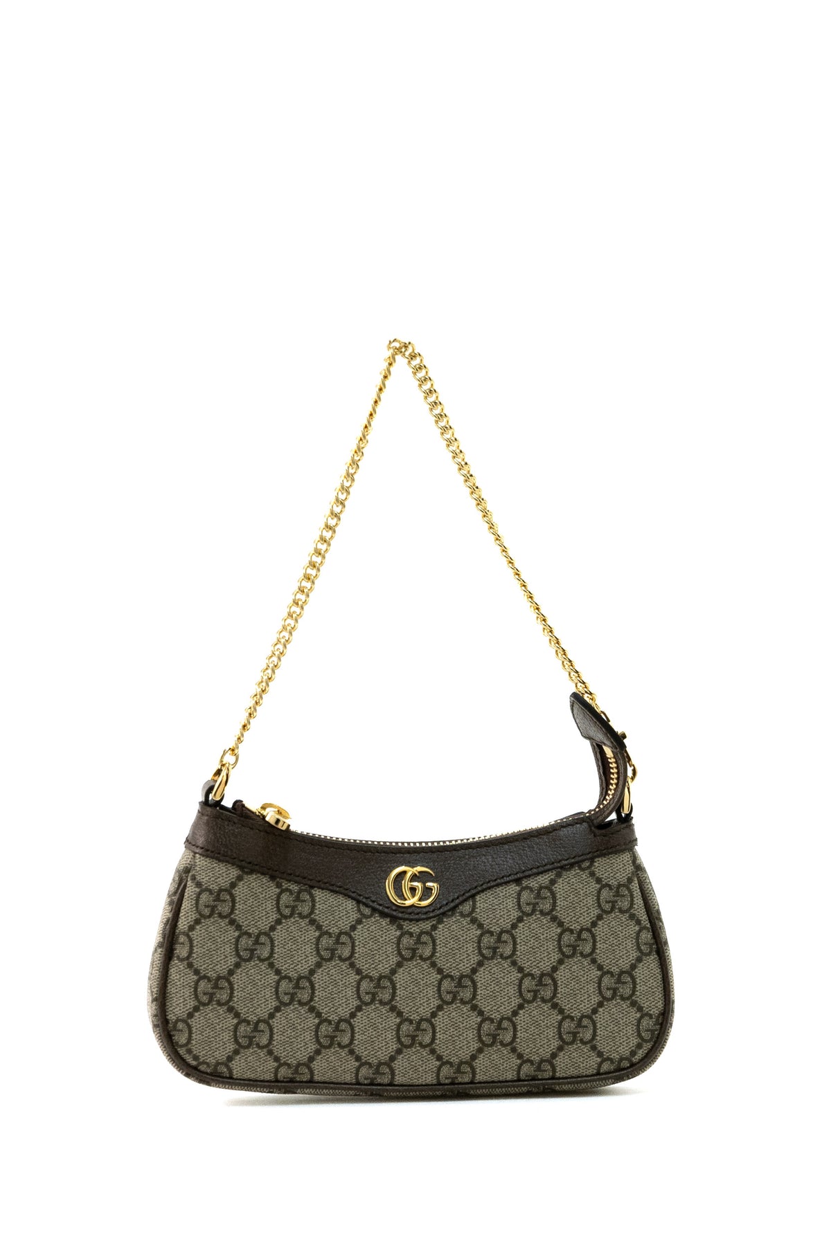 GUCCI Mini borsa in tessuto GG Supreme color beige ed ebano, Marrone