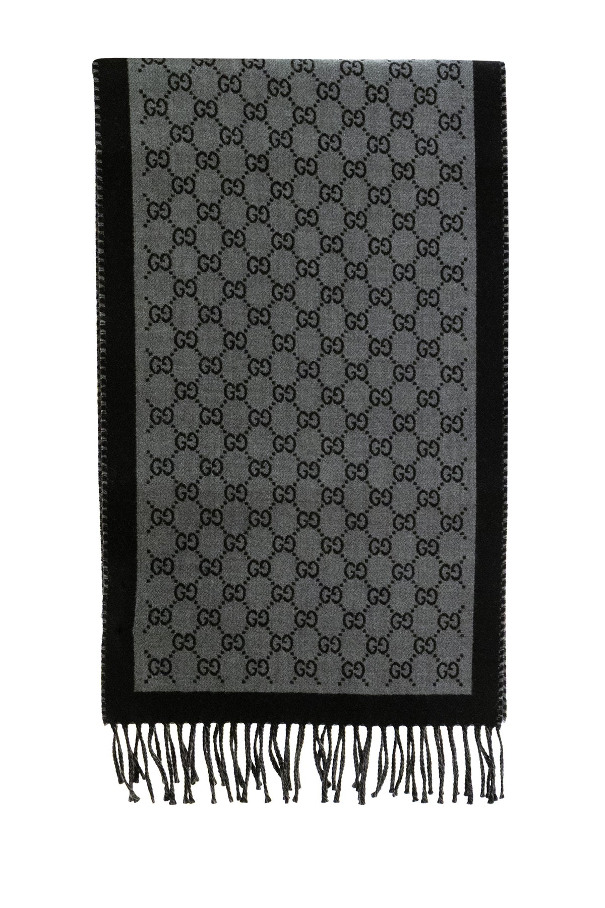 GUCCI Sciarpa in lana con stampa GG di colore nero