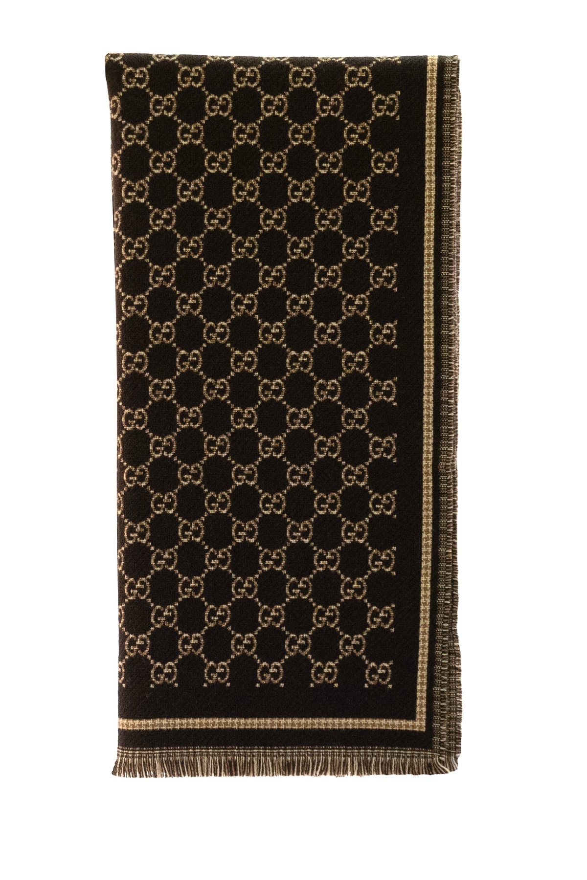 GUCCI Sciarpa in lana GG in lana marrone e beige