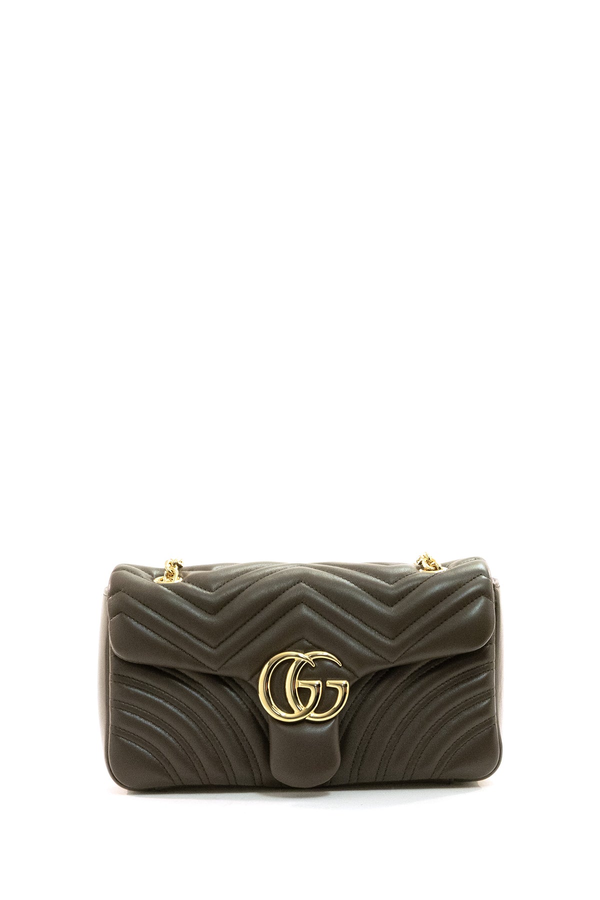GUCCI Borsa GG Marmont in nappa matelassé color tortora scuro, Marrone