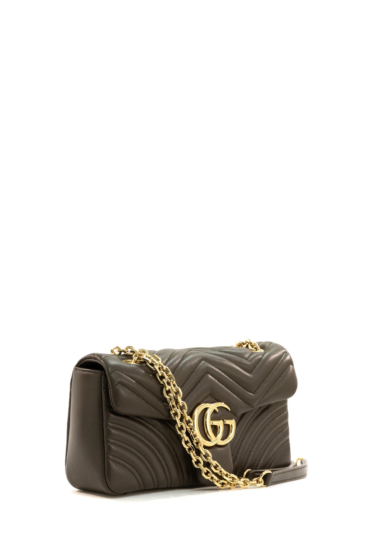 GUCCI Borsa GG Marmont in nappa matelassé color tortora scuro, Marrone, vista 2