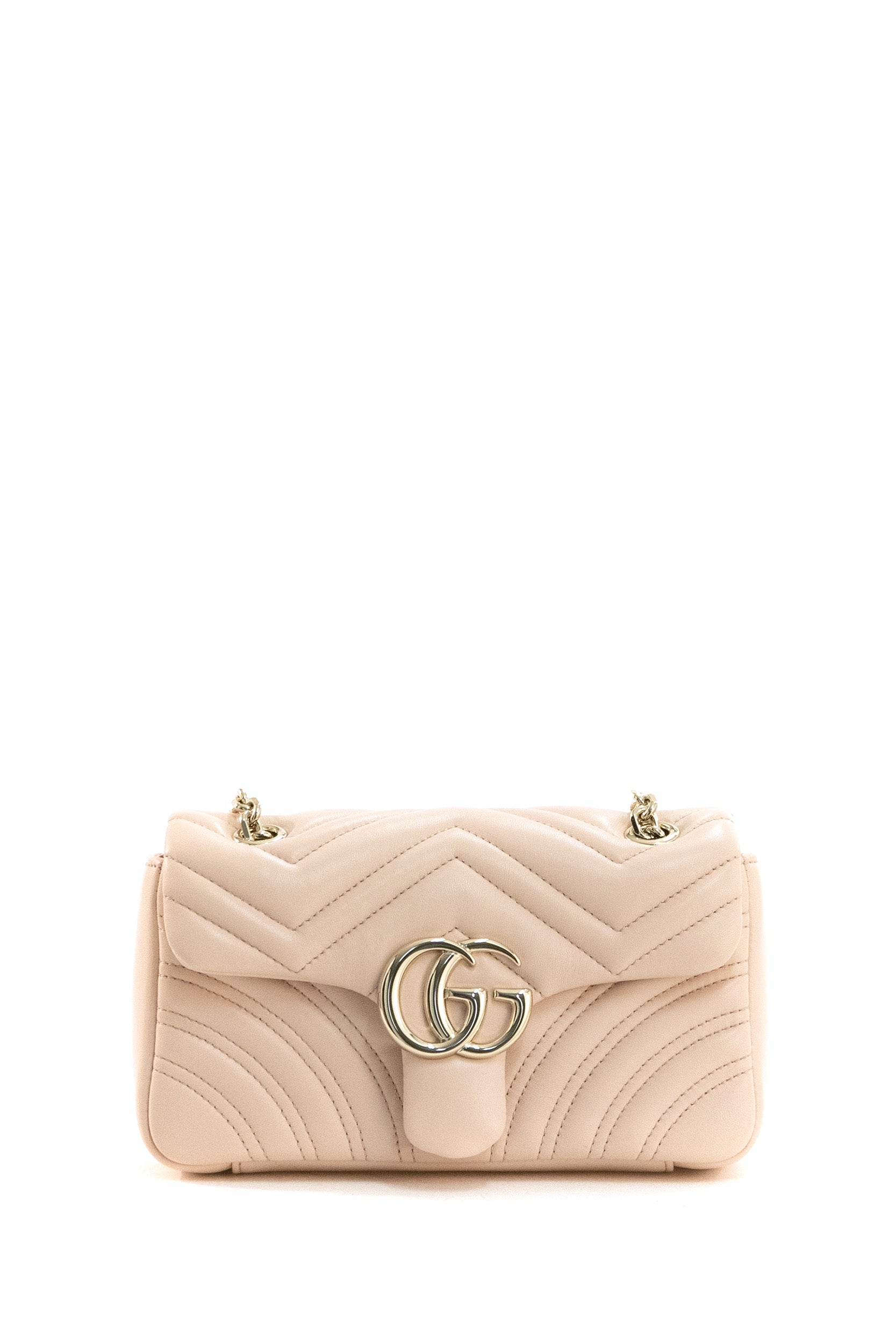 Borsa a spalla GG Marmont in pelle matelassé di colore rosa<BR/> 837280 AAE38 5739 GUCCI 