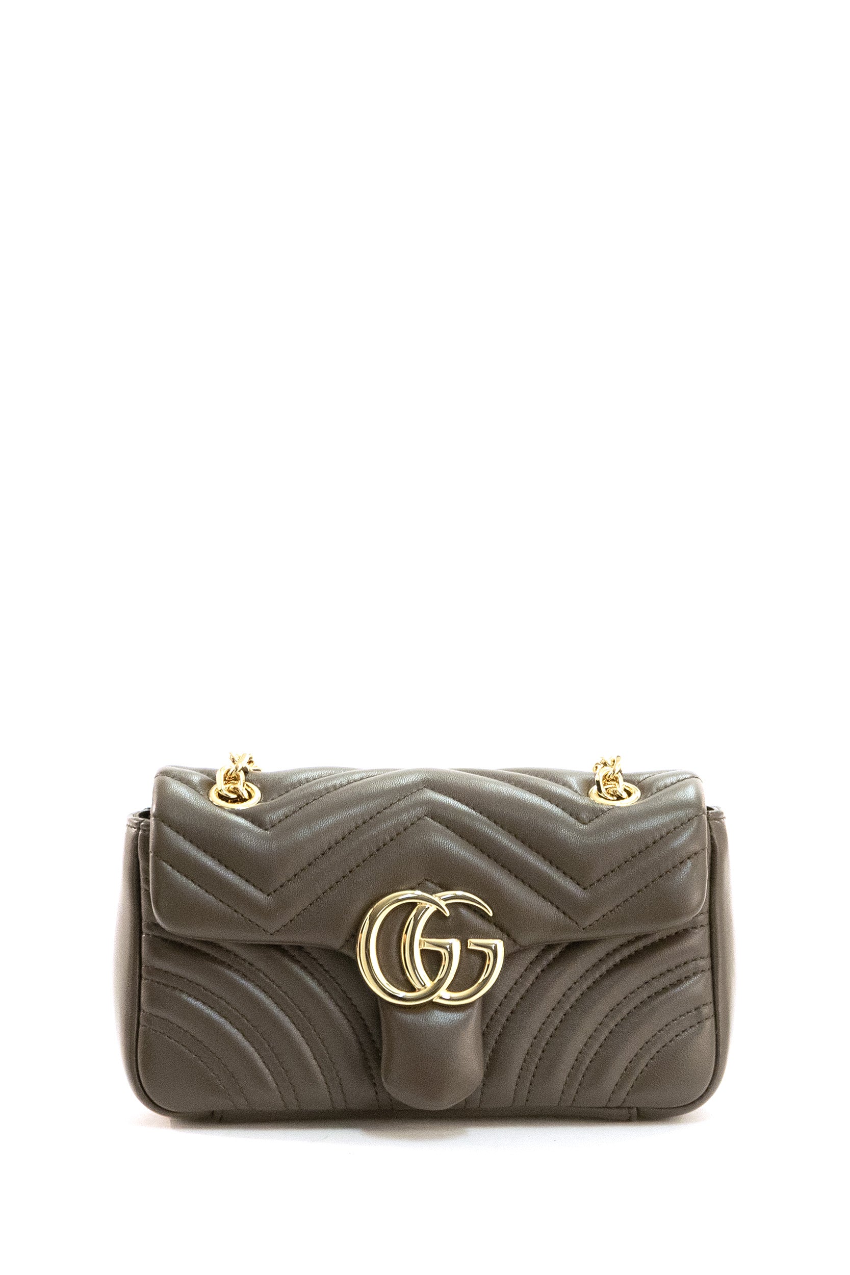 Borsa a spalla GG Marmont in pelle matelassé di colore tortora scuro<BR/> 837280 AAGUE 2818 GUCCI 