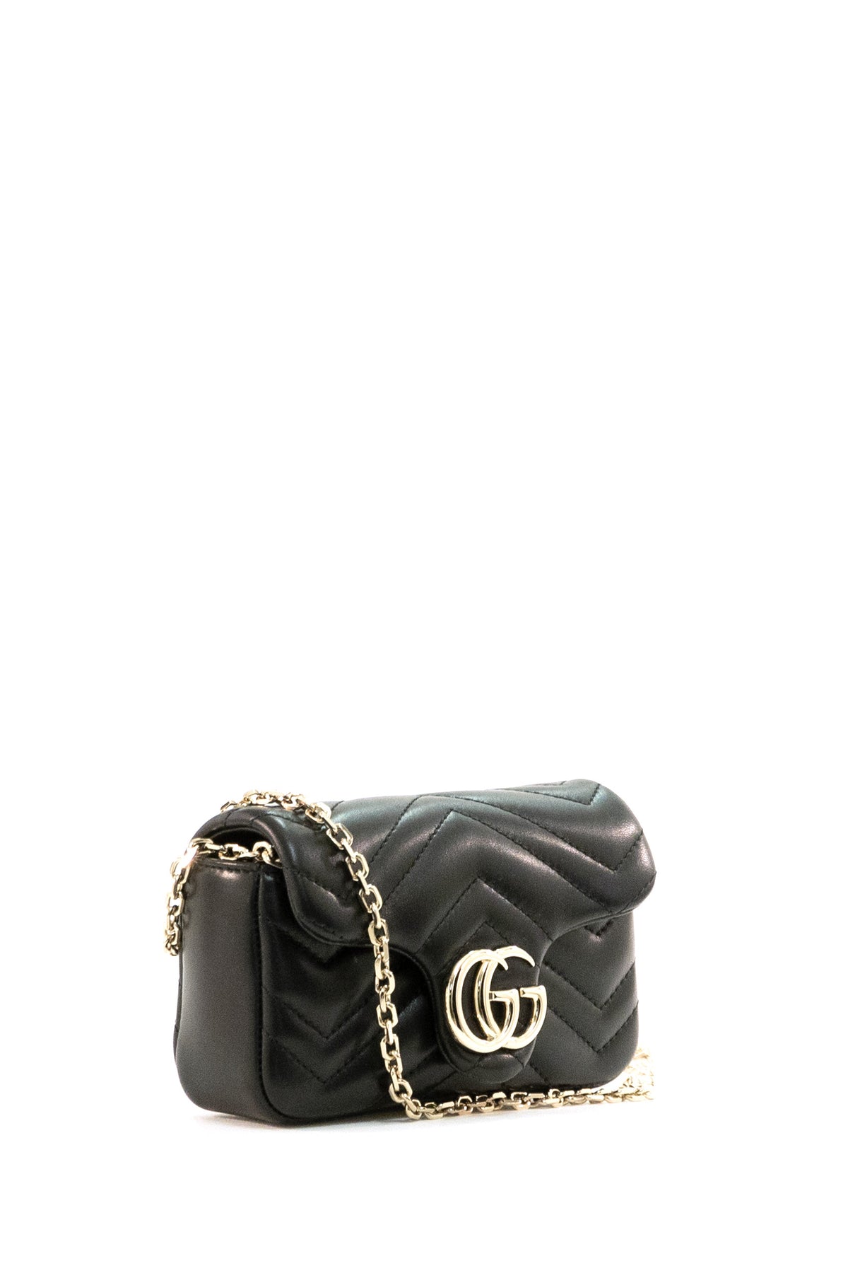 GUCCI Mini borsa GG Marmont in pelle di colore nero, vista 2
