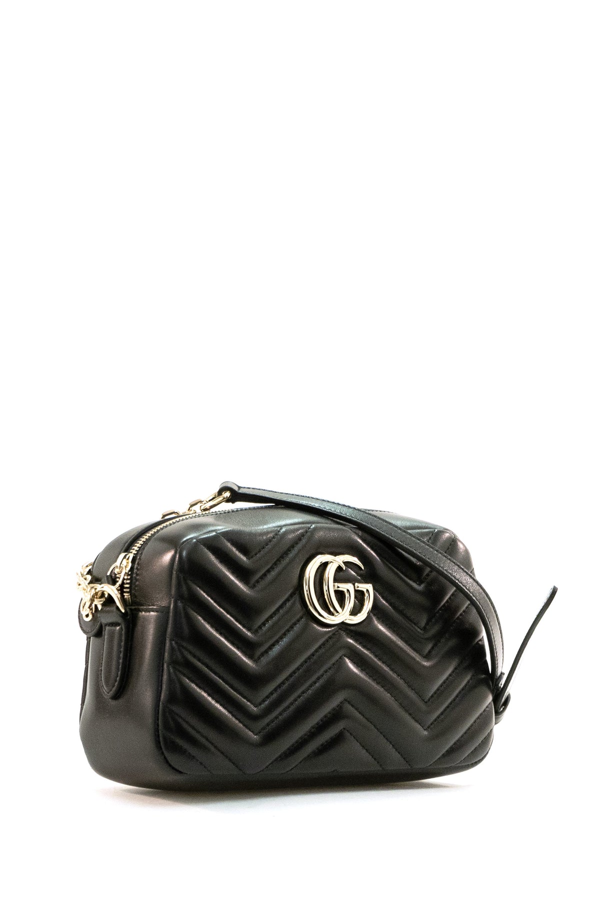 GUCCI Camera bag GG Marmont in pelle di colore nero, view 2