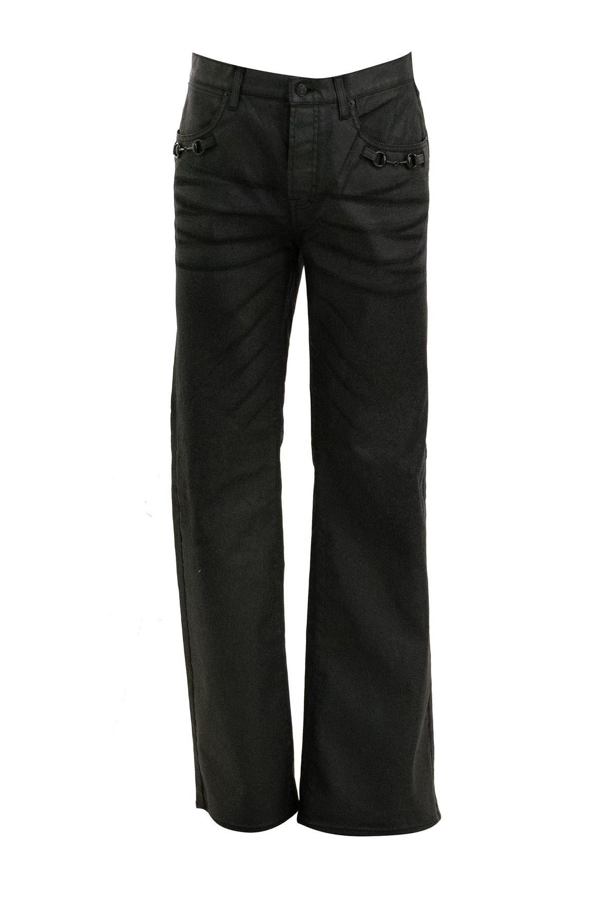 Jeans in denim di cotone spalmato di colore nero<BR/> 860844 XDDH3 1000 GUCCI 