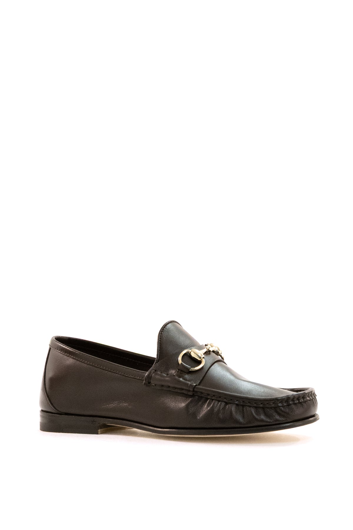 GUCCI Mocassini Gucci Lugano in pelle di colore marone scuro, Marrone, view 2