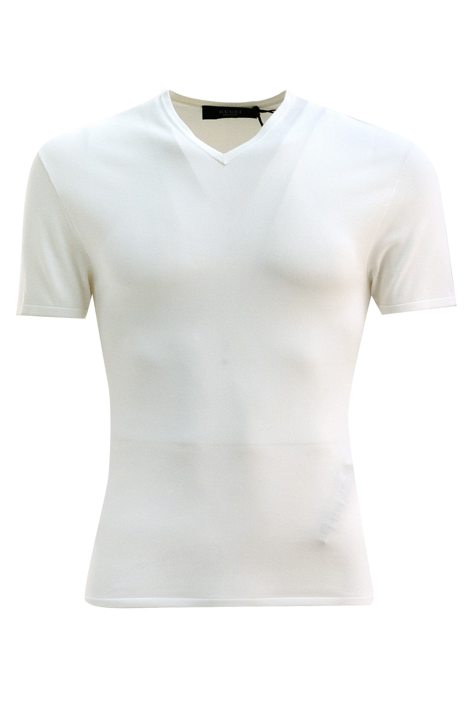 T-shirt in tessuto tecnico a maglia di colore bianco<BR/> 866411 XKFIU 9000 GUCCI 