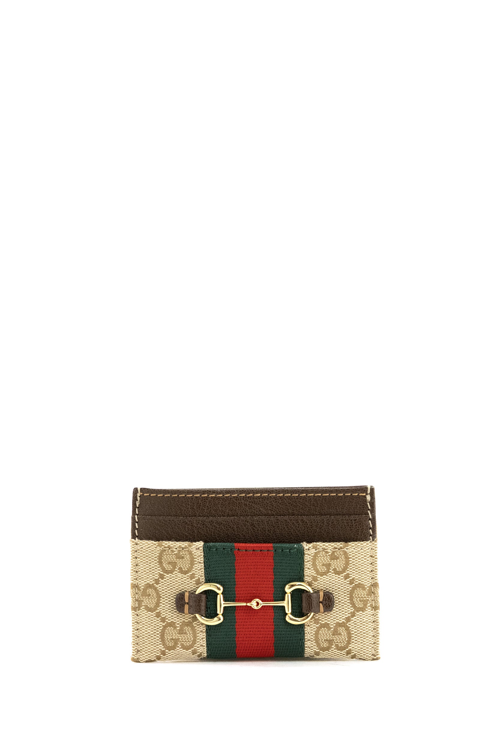 Porta carte Web Horsebit in tessuto GG  beige e marrone <BR/> 867122 FAFV9 9653 GUCCI 