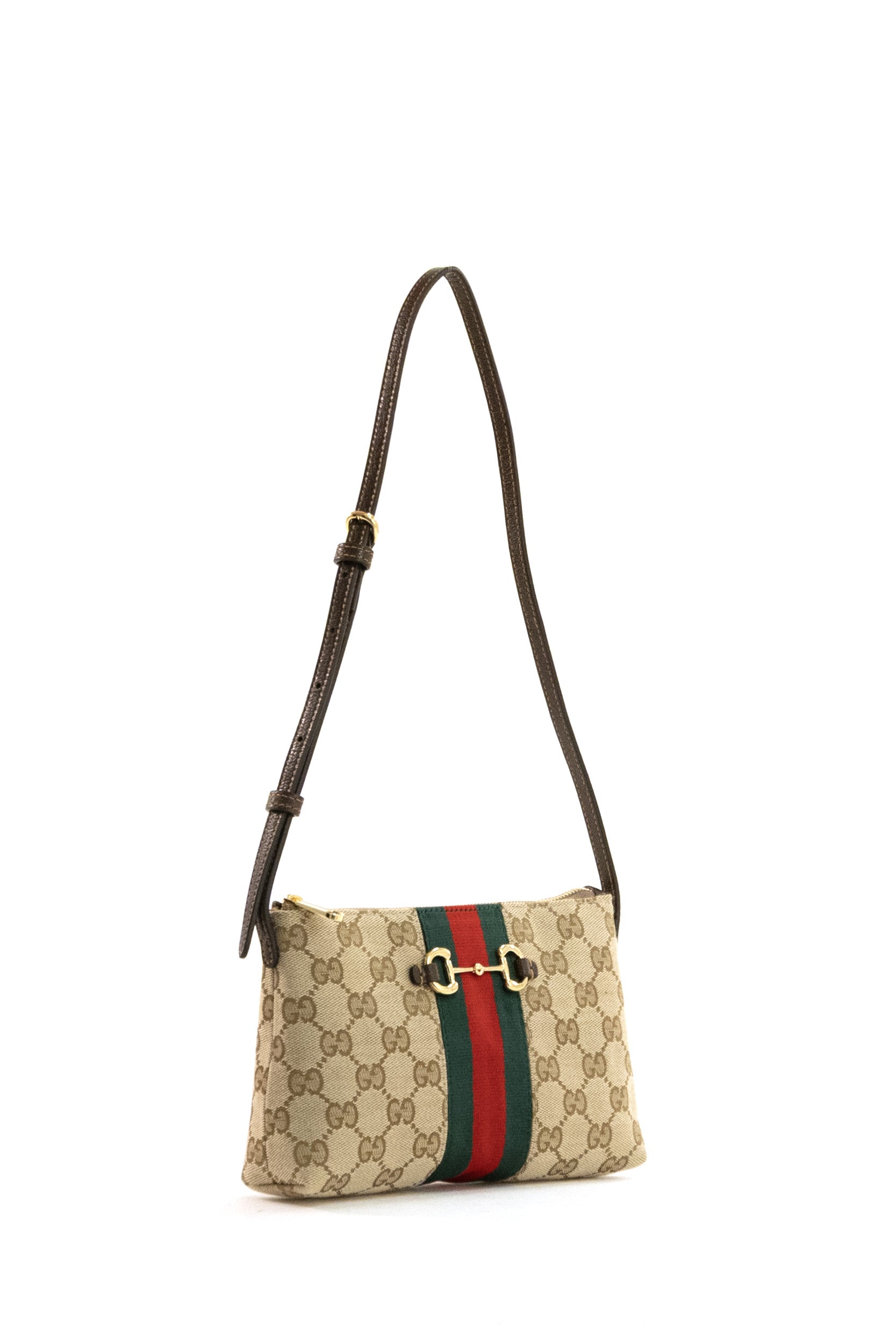 Mini borsa Web Horsebit in tessuto GG  beige e marrone <BR/> 867130 FAF88 9645 GUCCI 