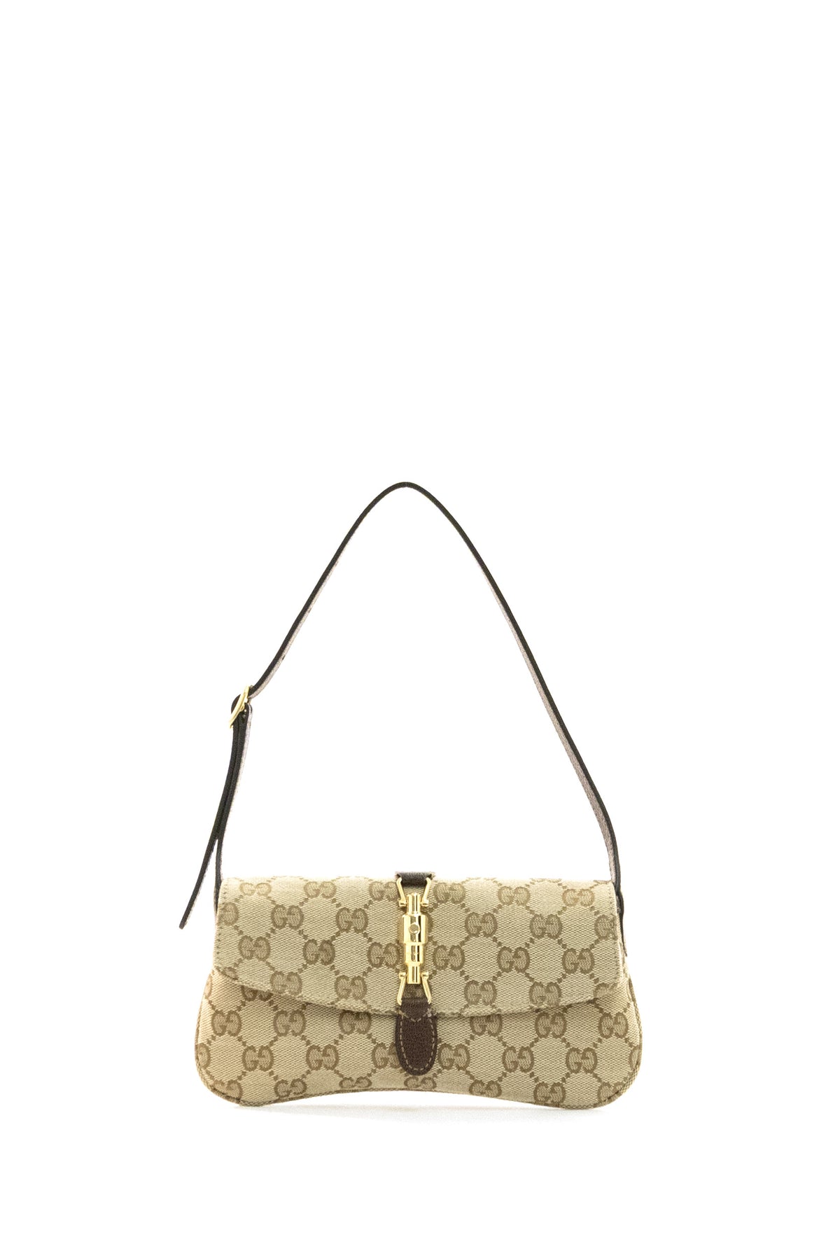GUCCI Borsa a spalla Jackie piccola in tessuto GG di colore beige, Beige/marrone