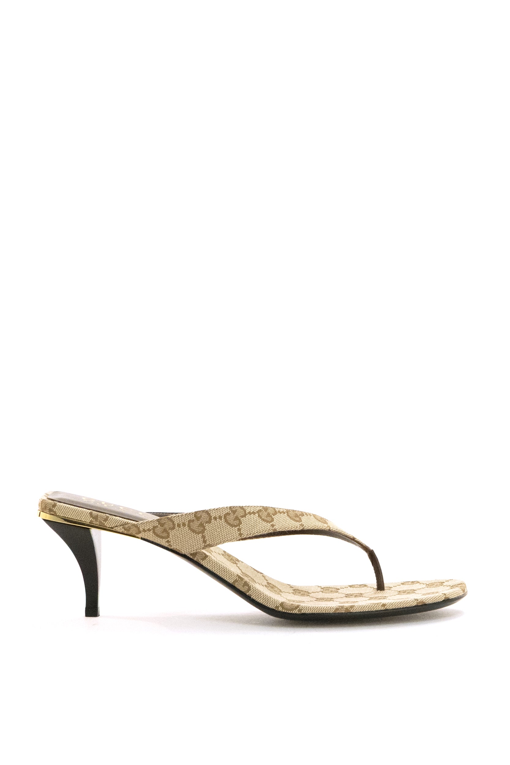 Sandali infradito Vittoria in tela GG sabbia e marrone<BR/> 870786 FAF3Z 9642 GUCCI 