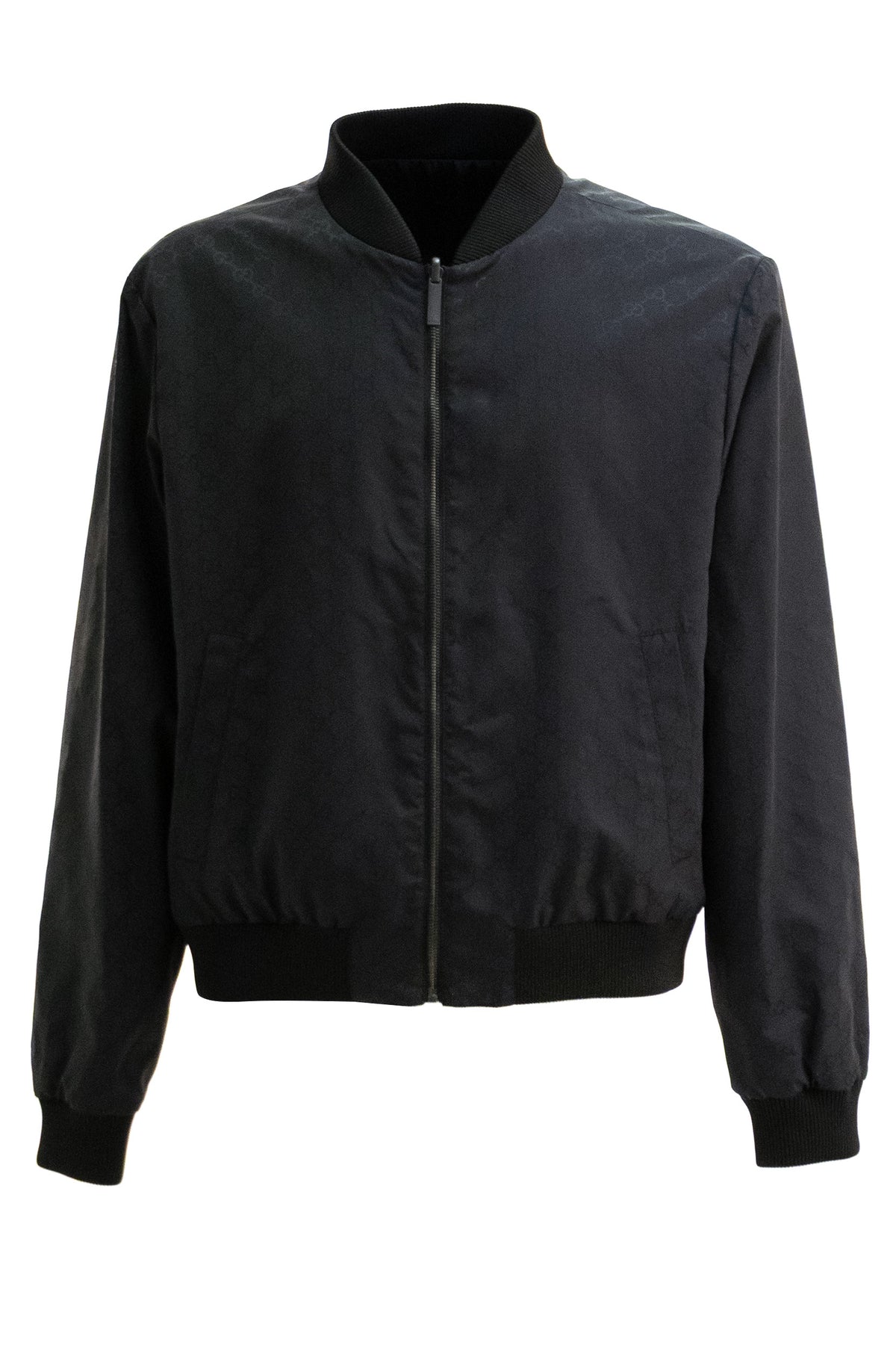 GUCCI Bomber reversibile in faille di seta GG di colore nero, view 3