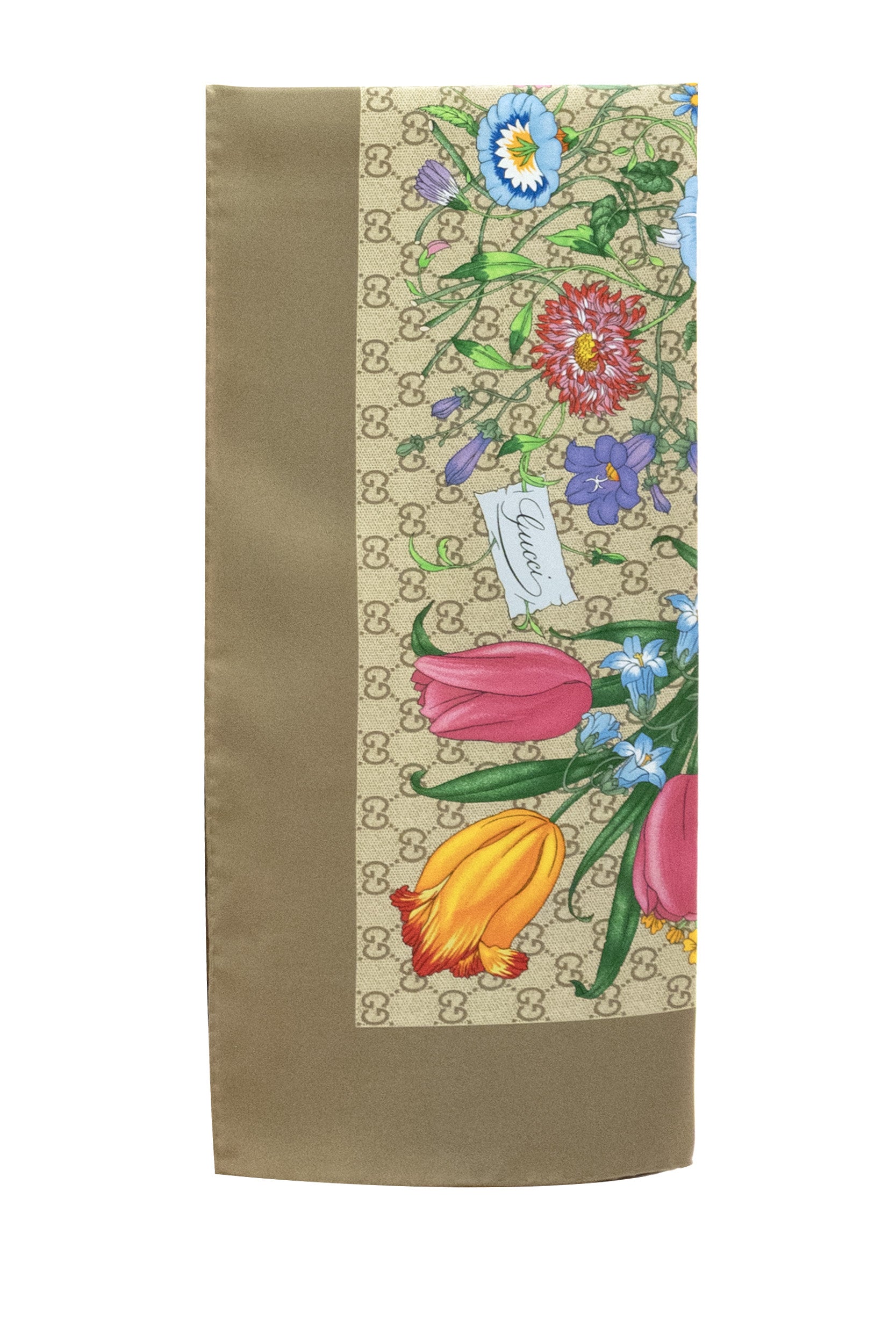 Carré in twill di seta con stampa GG di colore beige<BR/> 874769 3G001 9965 GUCCI 