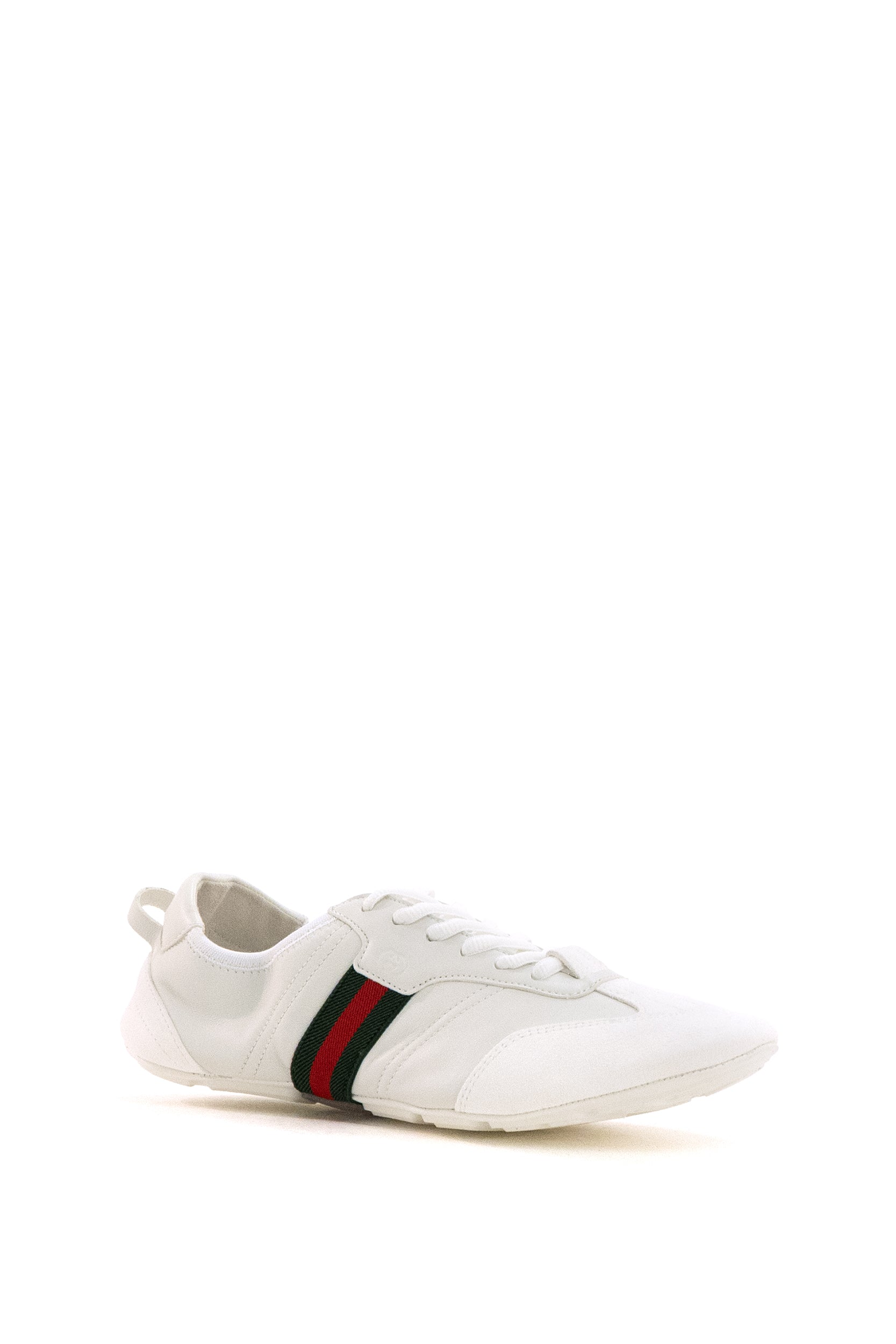 Sneakers Flex in suede e pelle di colore bianco<BR/> 874883 AAGY3 9049 GUCCI 
