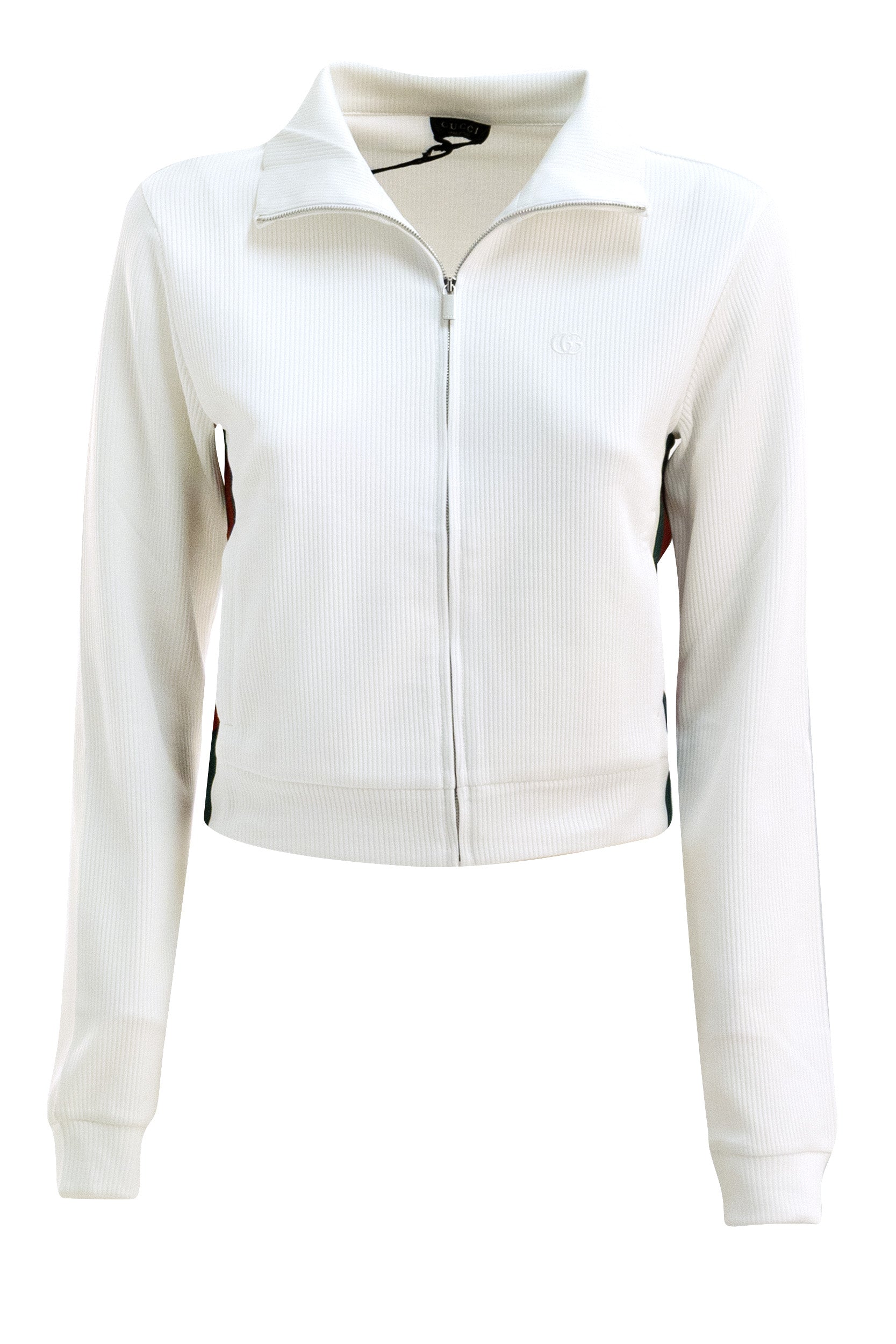 Felpa in jersey di cotone a coste di colore bianco<BR/> 875656 XJHYN 9000 GUCCI 