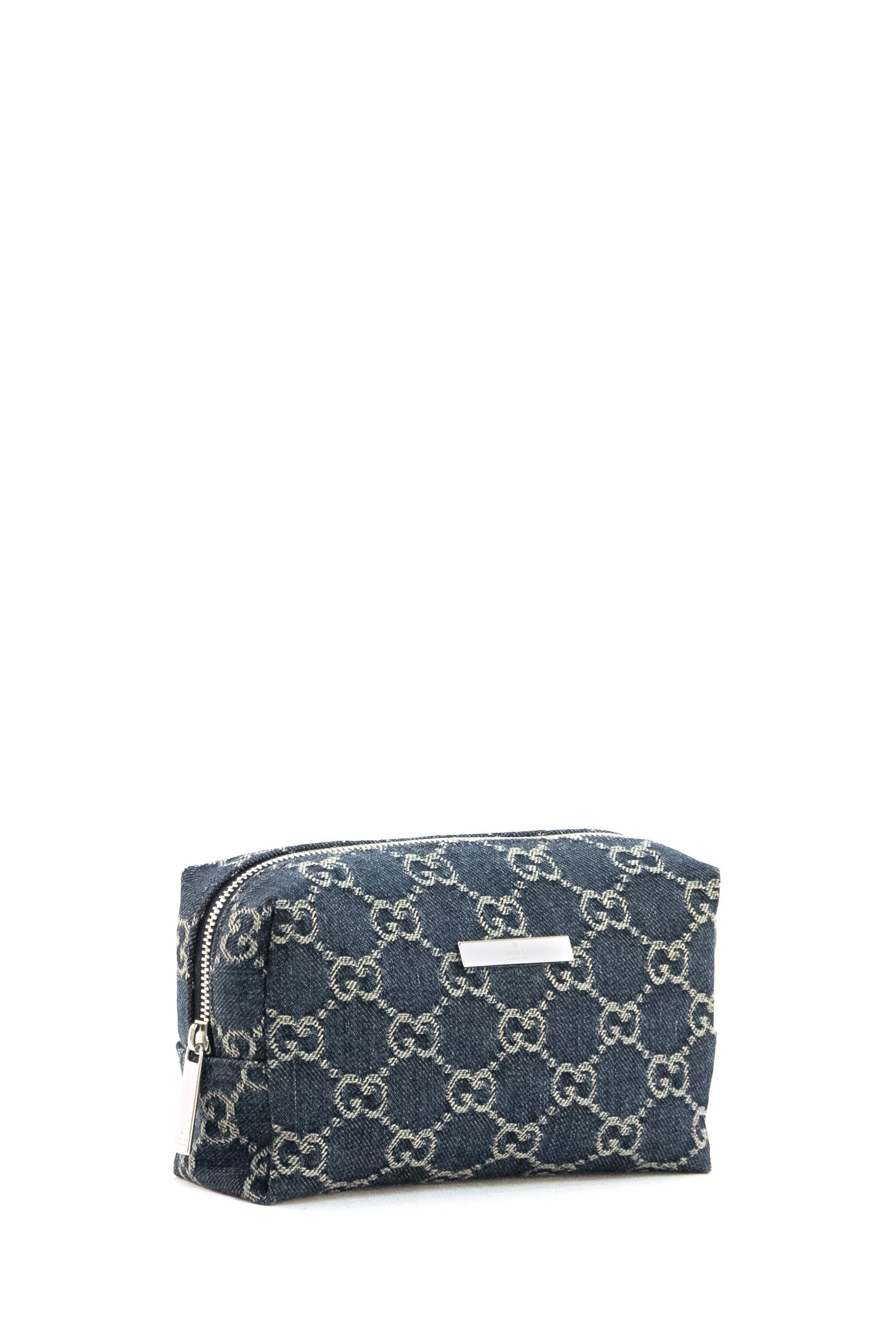Porta cosmetici in denim GG blu scuro effetto délavé <BR/> 875801 FAF6E 4039 GUCCI 
