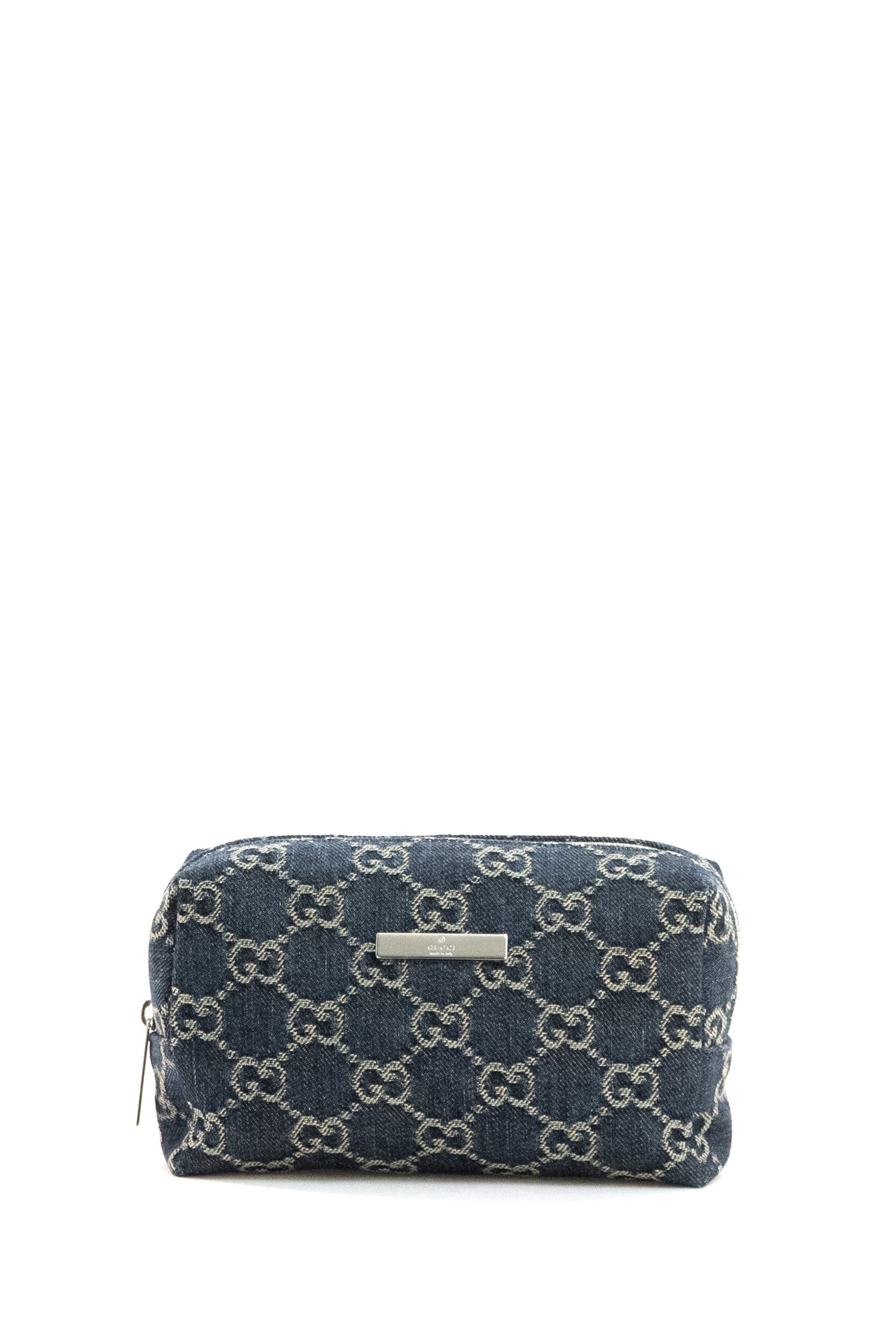 Porta cosmetici in denim GG blu scuro effetto délavé <BR/> 875801 FAF6E 4039 GUCCI 