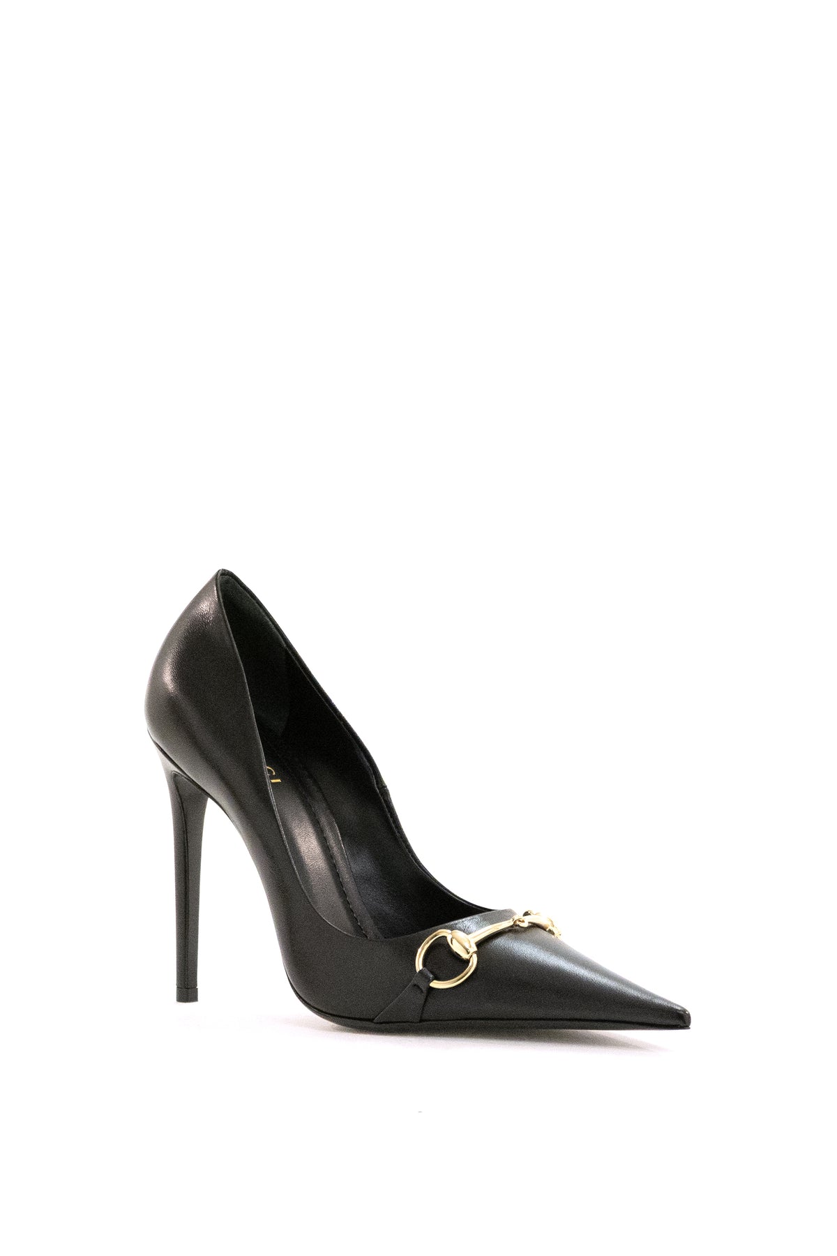 GUCCI Women's black leather pumps, view 2