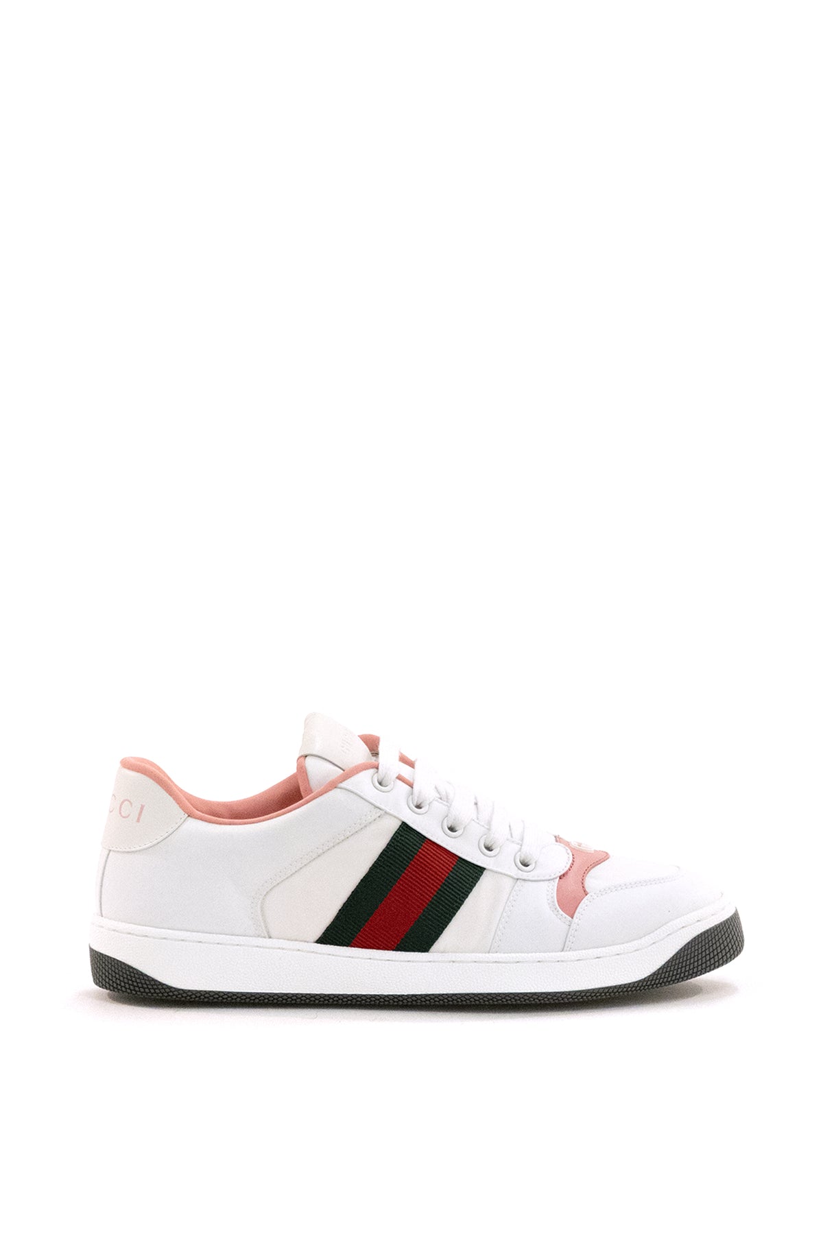 GUCCI White leather and padded nylon Screener sneakers, Multi
