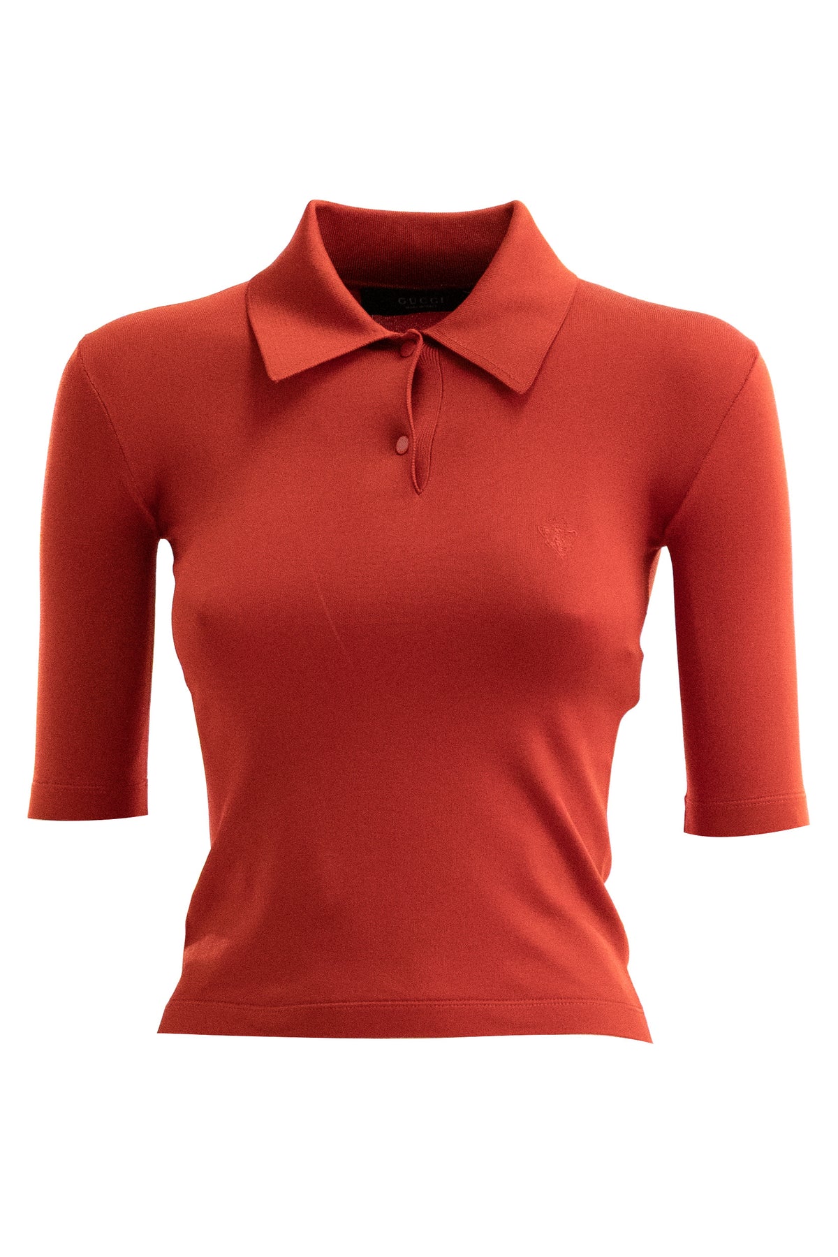 GUCCI Polo in maglia di seta stretch di colore rosso