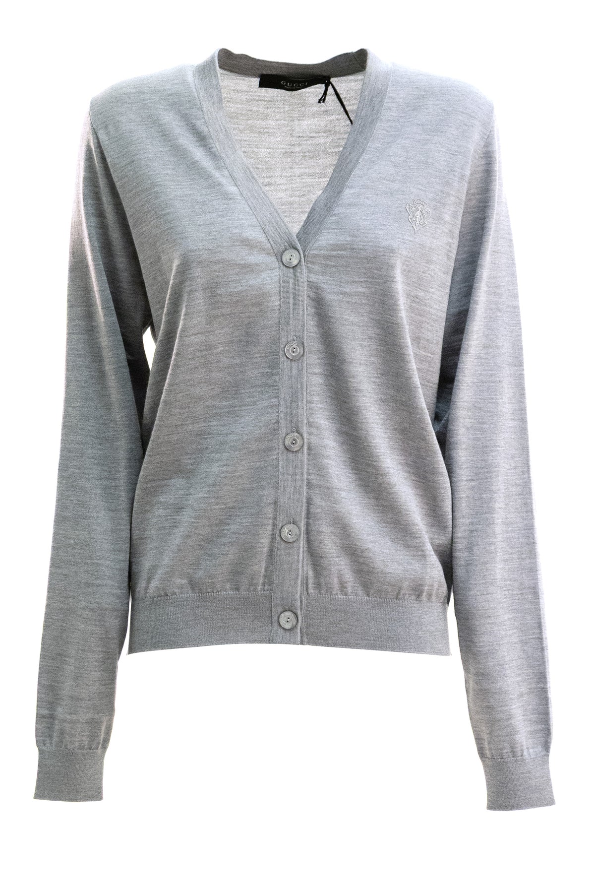 GUCCI Cardigan in lana di colore grigio