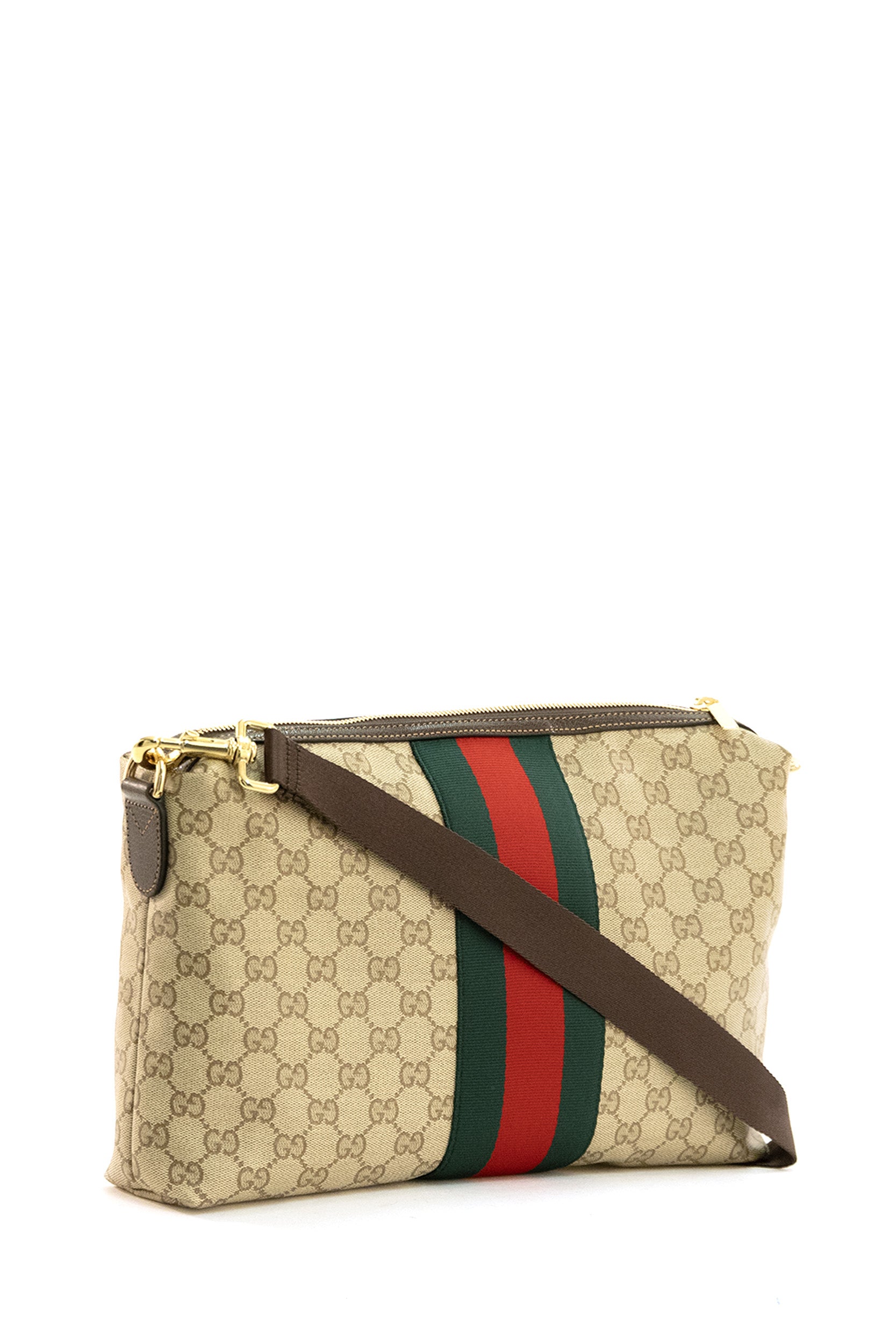 Borsa a tracolla in tessuto GG color sabbia e marrone<BR/> A002KX FAF99 9646 GUCCI 