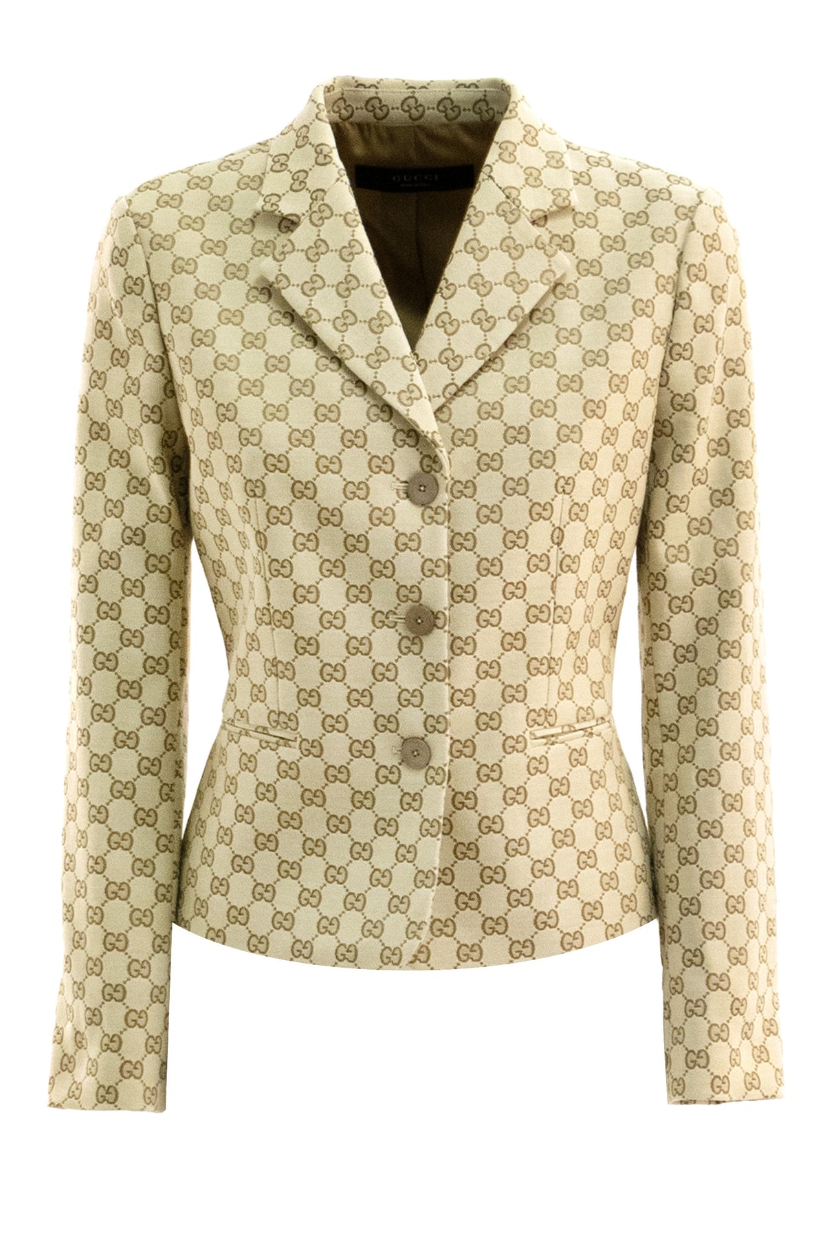 GUCCI Giacca in tessuto di cotone GG di colore beige