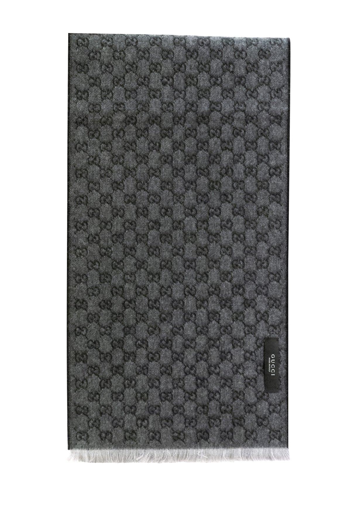GUCCI Sciarpa in lana di colore grigio e nero