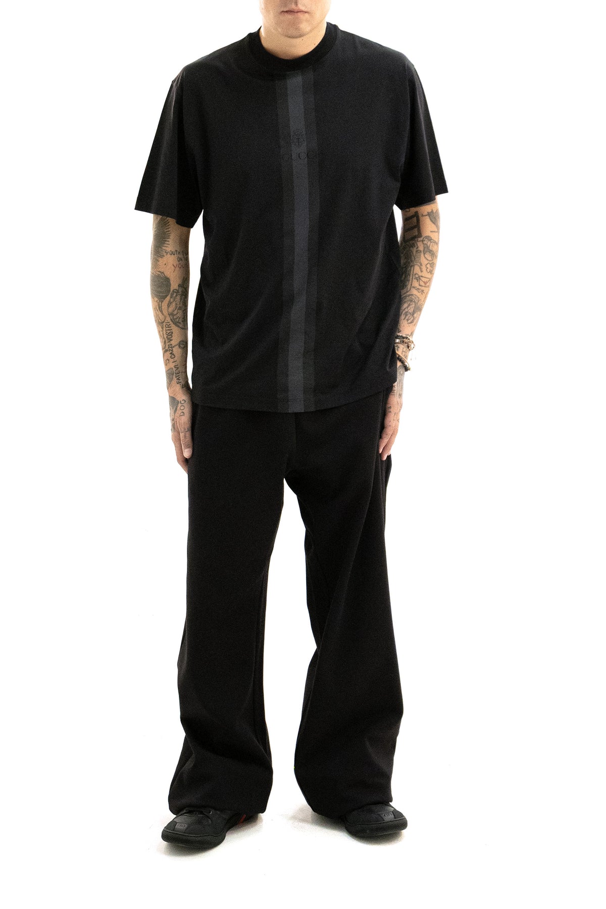 GUCCI Pantaloni jogging in cotone di colore nero, vista 2
