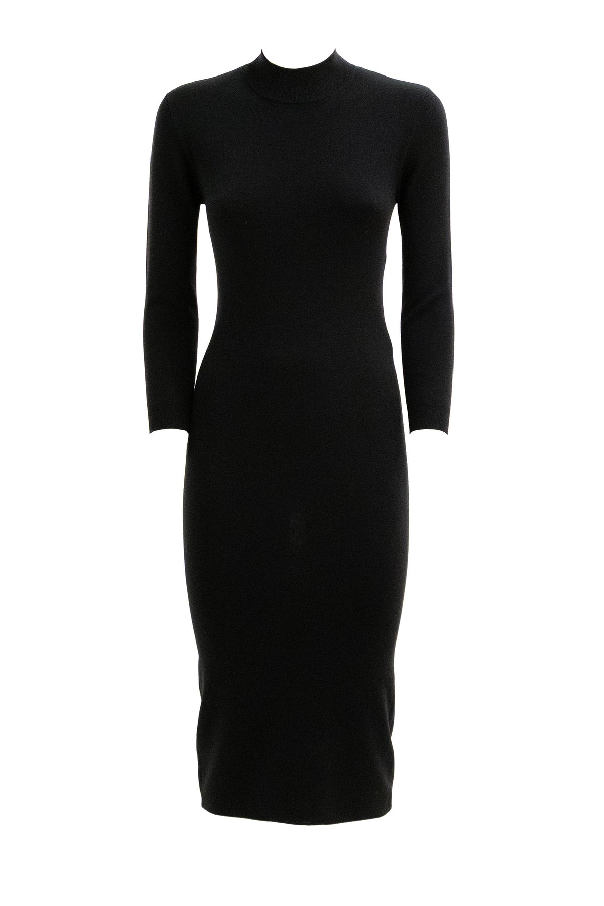GUCCI Black ribbed wool dress, Multi