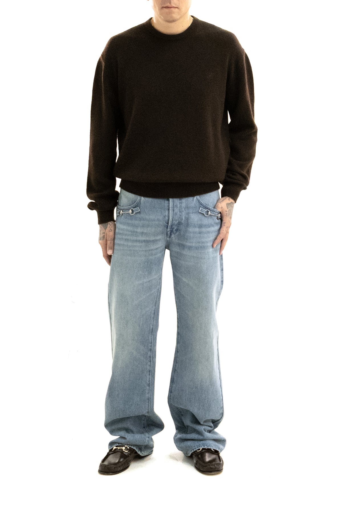 GUCCI Pullover in maglia di cashmere di colore marrone, vista 2