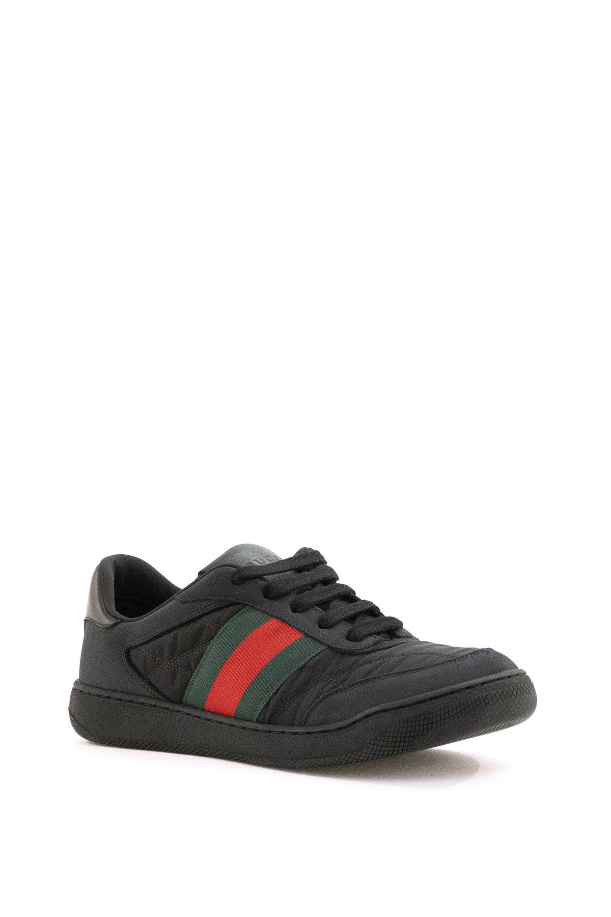GUCCI Sneakers Screener in pelle e nylon imbottito di colore nero, vista 2