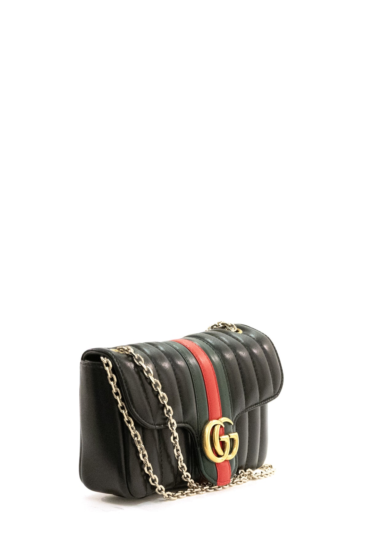GUCCI Borsa a spalla piccola Jetset GG Marmont in pelle matelassé verticale di colore nero, Multi, vista 2