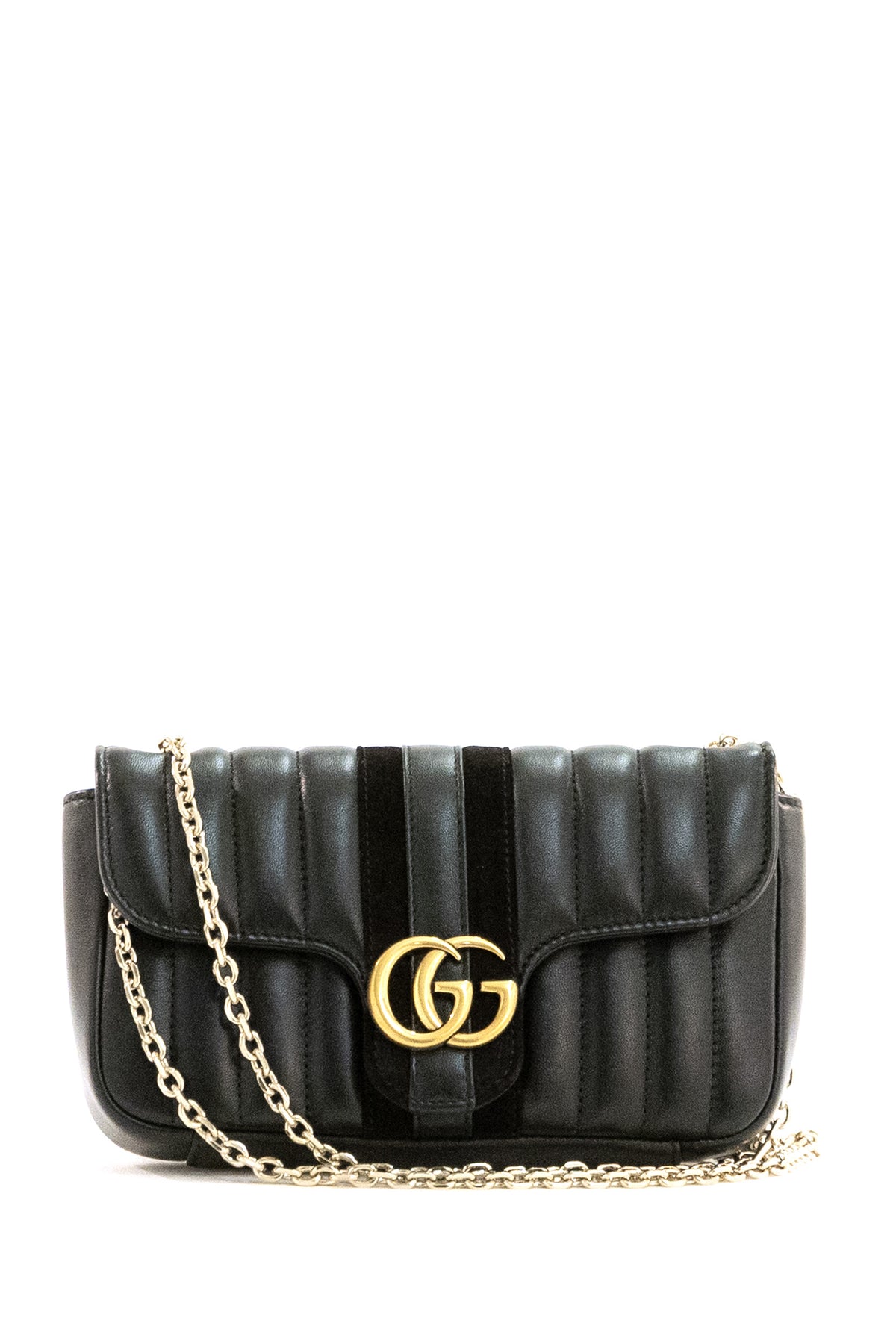 GUCCI Borsa a spalla piccola Jetset GG Marmont in pelle matelassé verticale di colore nero