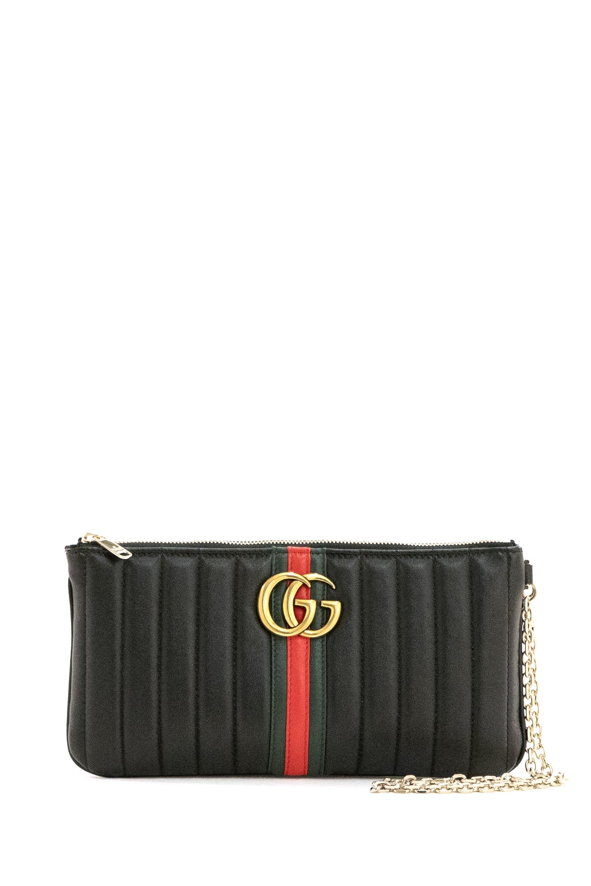 GUCCI Pouch GG Marmont in pelle matelassé verticale di colore nero