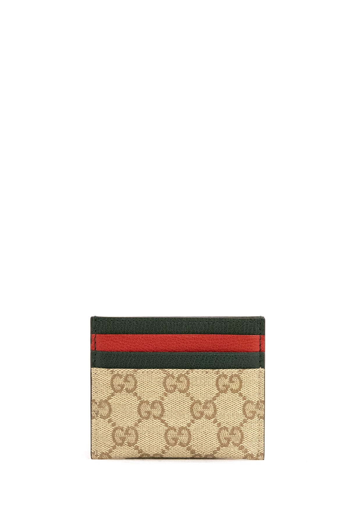 GUCCI Portacarte in tessuto GG spalmato sabbia e marrone, Beige