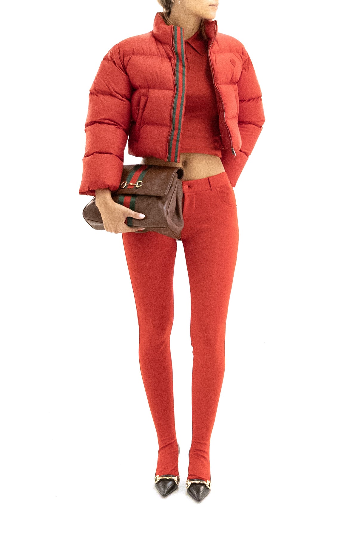 GUCCI Piumino in poliestere di colore rosso, vista 2
