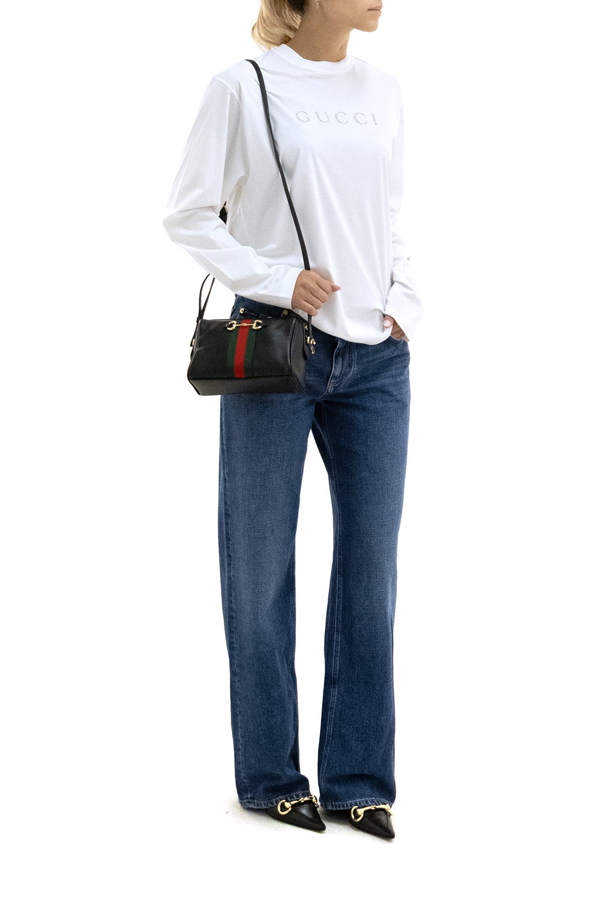 GUCCI T-shirt in jersey di cotone di colore bianco, vista 2