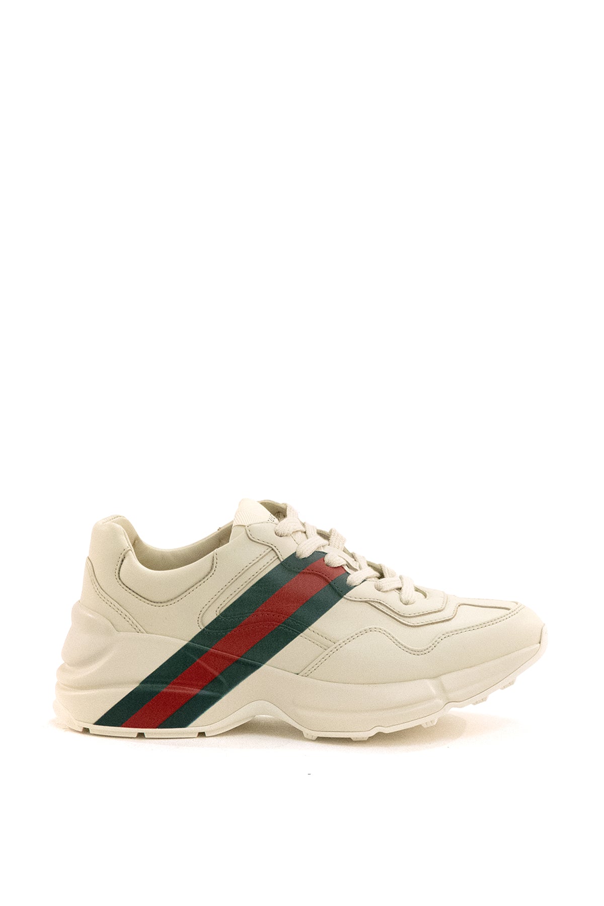 GUCCI Ivory leather Rhyton sneakers
