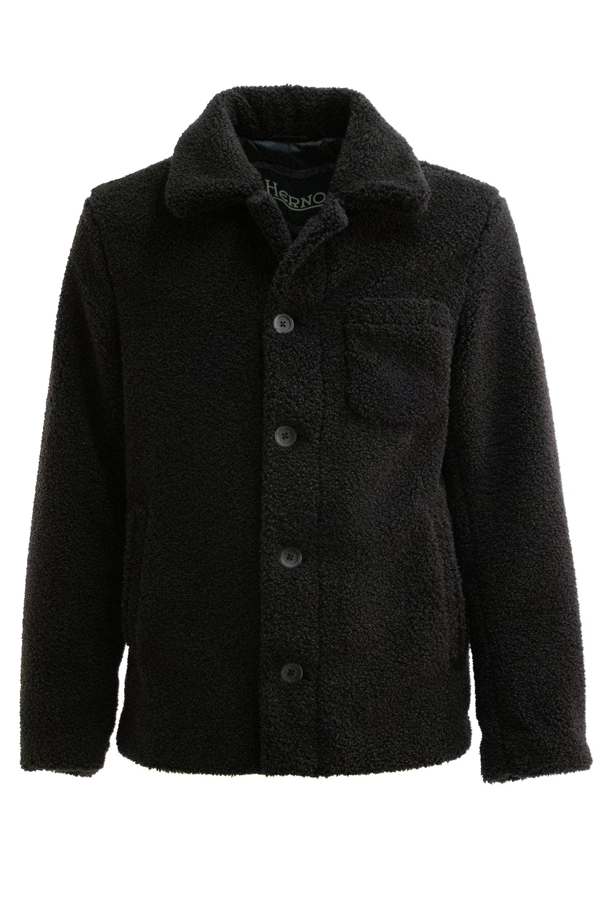 HERNO Shacket in teddy di colore nero