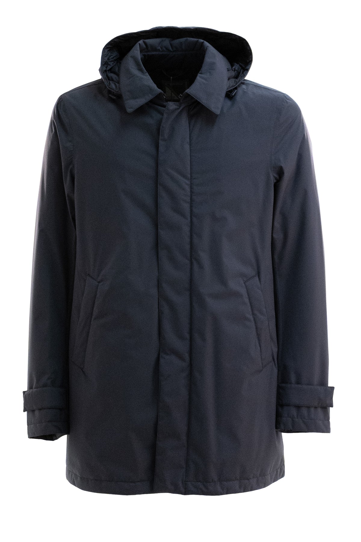 HERNO Parka lungo in microfibra di colore blu